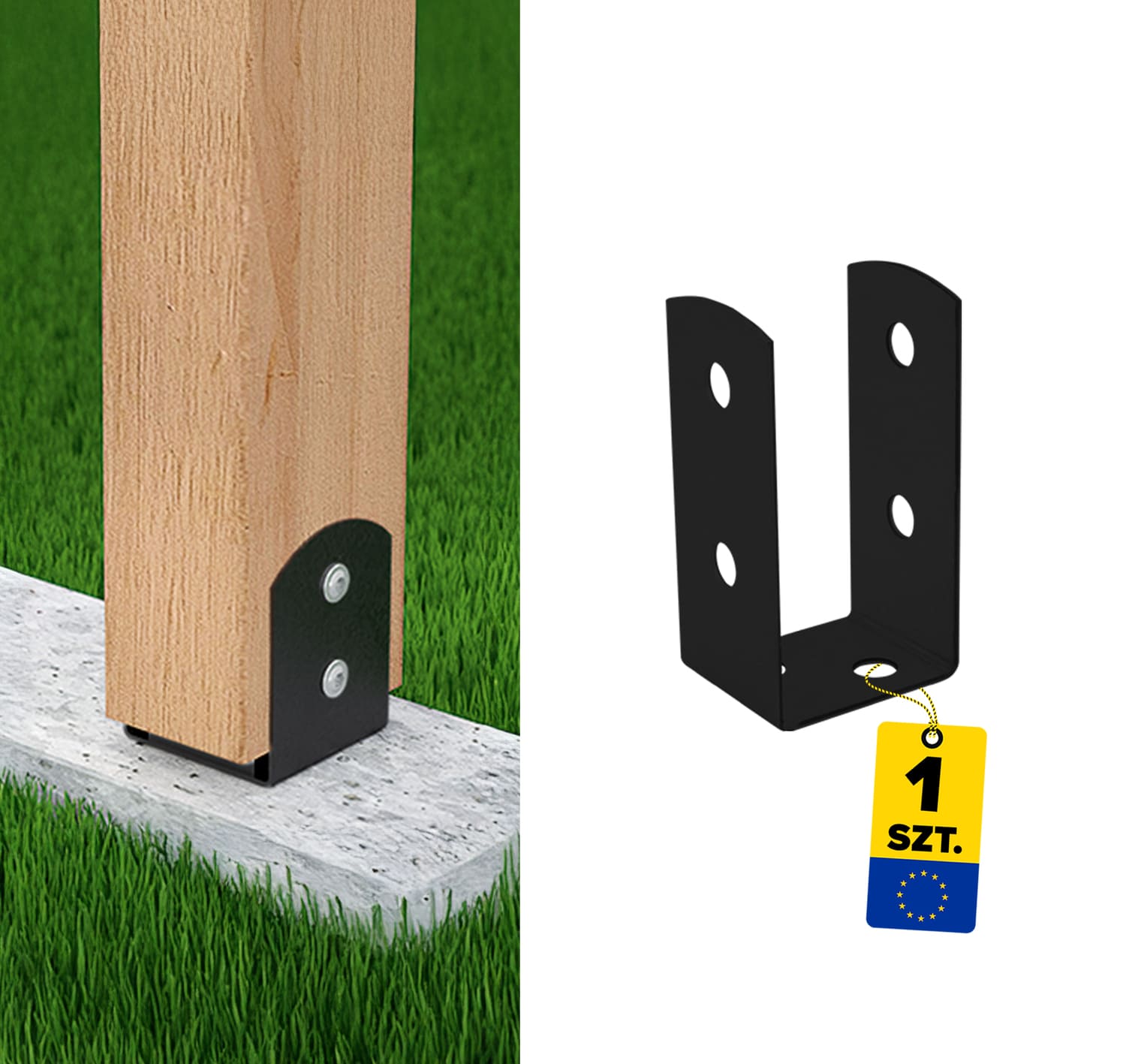 Podstawa słupa kotwa przykręcana do betonu typ U lekka - PSOL | 50 mm | Antracyt