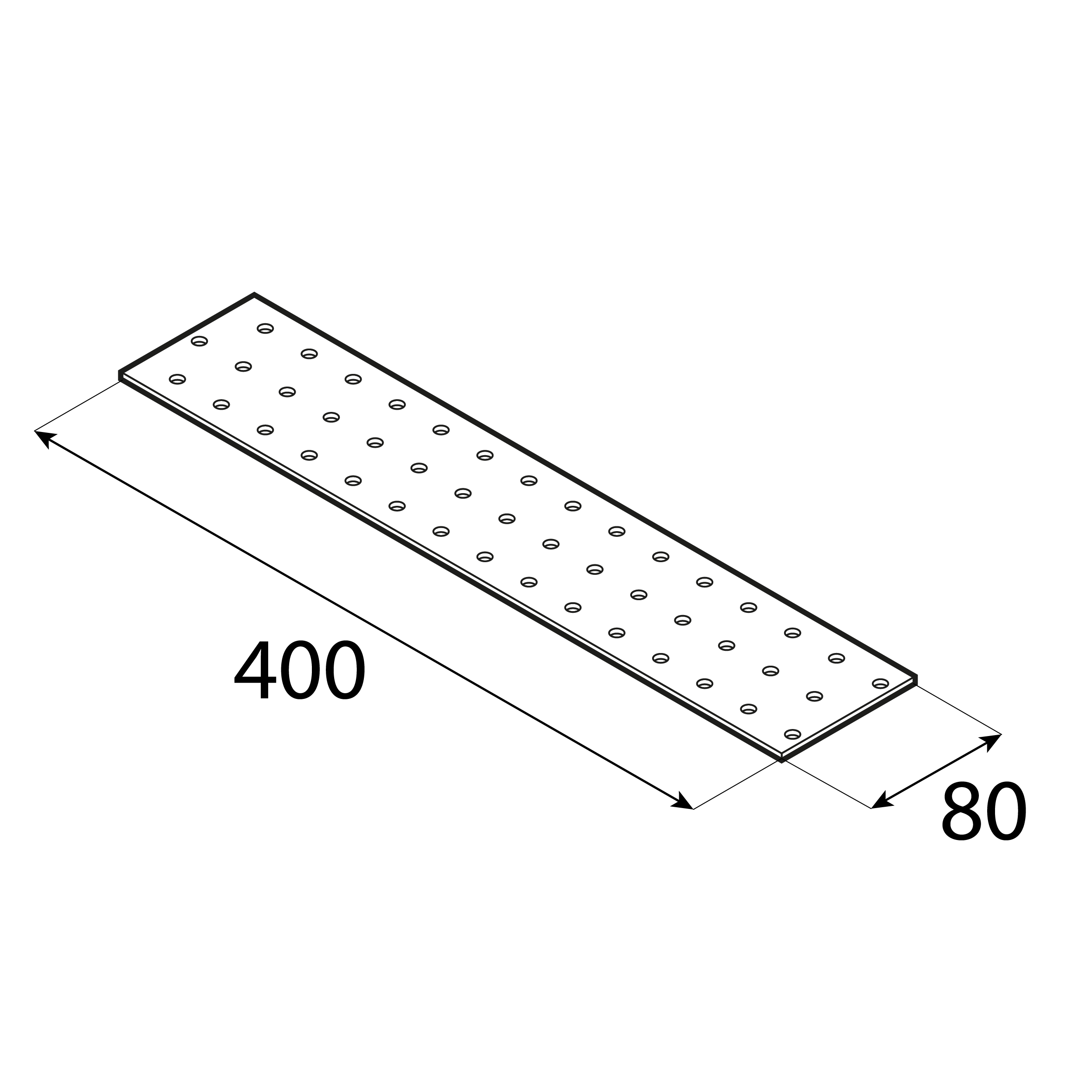 Płytka perforowana płaskownik - PP 37 | 400x80 mm | 2 mm