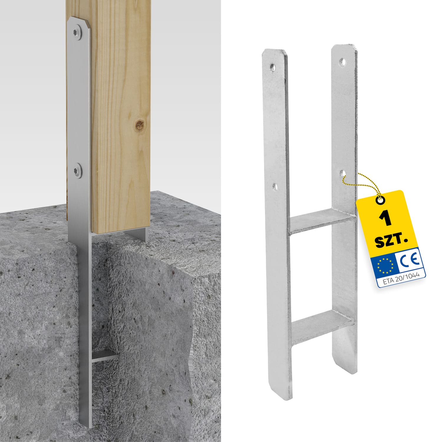 H Anker zum Einbetonieren zum Einmauern Pfostenanker StĂŒtzen Betonanker - PSH | 120x600 mm | feuerverzinkt H-SĂ€ulenfuĂ zum Einbetten von PSH, 120x600 mm.