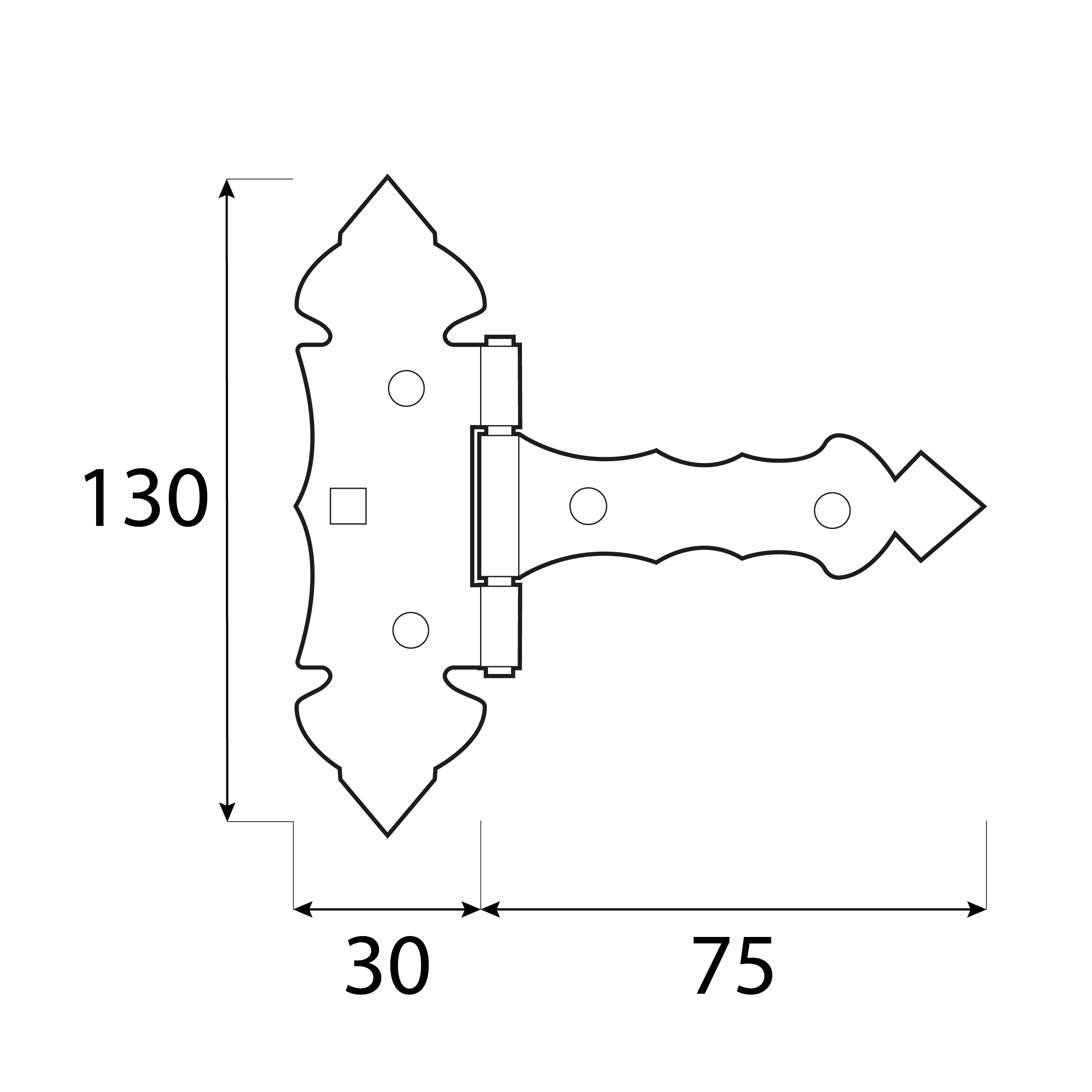 Zawias bramowy ozdobny do bramy furtki okiennic - ZOB 75 | 75 mm | Czarny | 30 mm Zawias bramowy ozdobny do bramy furtki okiennic - ZOB 75 | 75 mm | Czarny | 30 mm