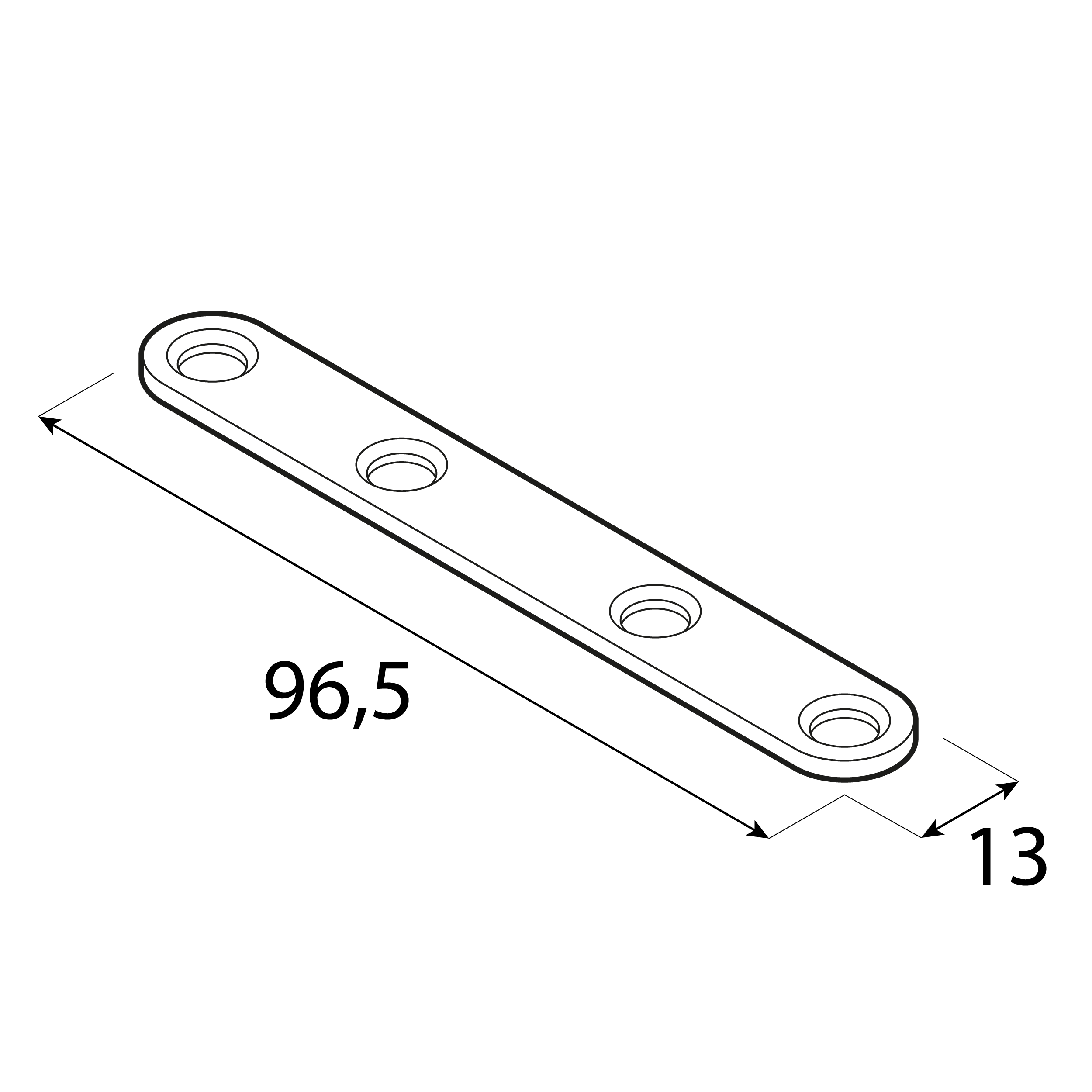 Flachverbinder rund Montageverbinder Verbindungsblech verzinkt - FLW 100 | 96,5x13 mm | 25 Stück Rundmontageverbinder FLW 100, 96, 5x13 mm, 25 Stk., DC01 Baustahl, silber, Schuss 1.