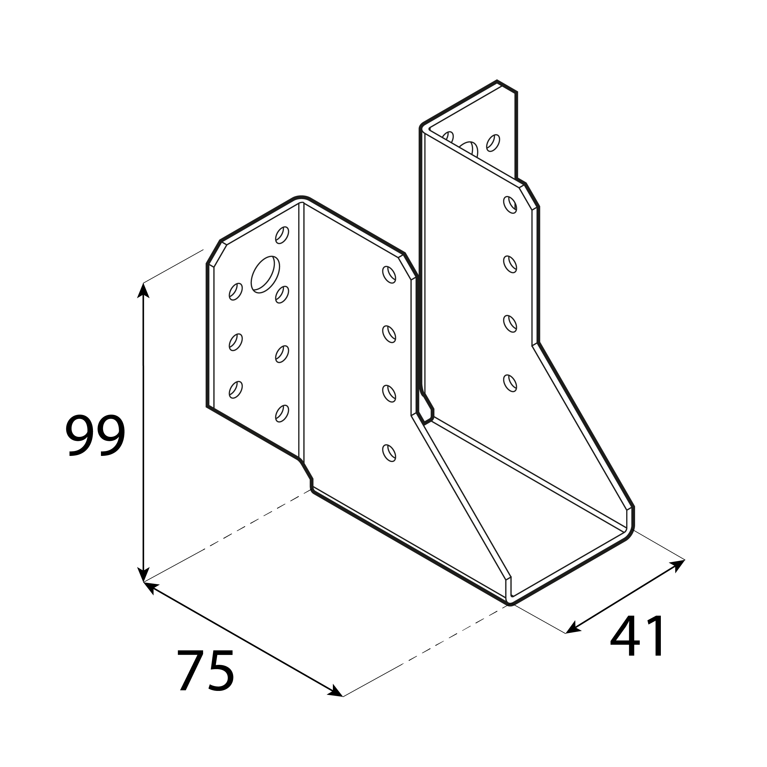 Wieszak belki uchwyt belki drewnianej - WB 48 | 41x99x75 mm | Srebrny