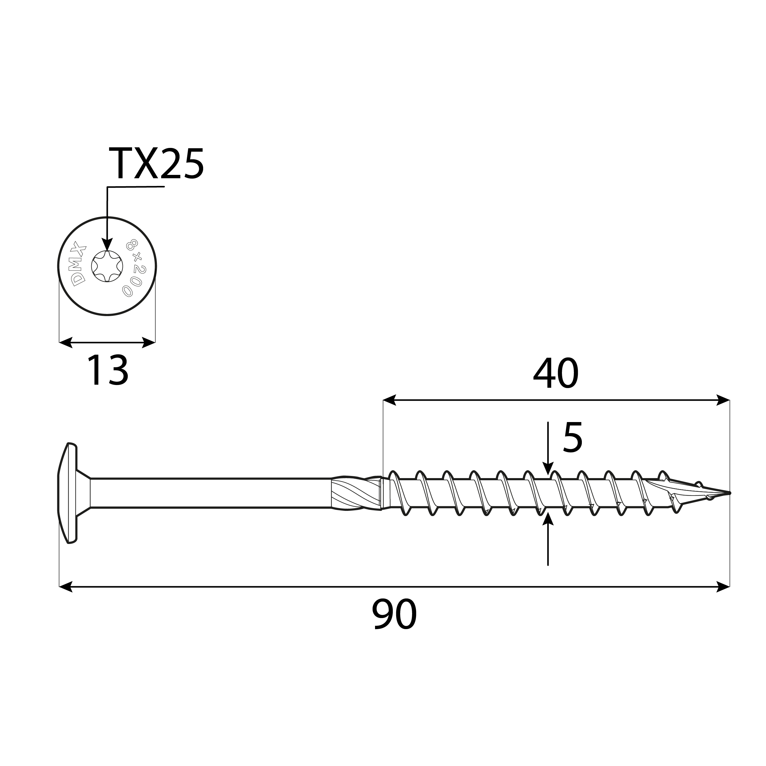 Wkręty ciesielskie do drewna talerzowe TORX - CT | 5 x 90 mm | Złoty | 150 szt Wkręty ciesielskie do drewna talerzowe TORX - CT | 5 x 90 mm | Złoty | 150 szt