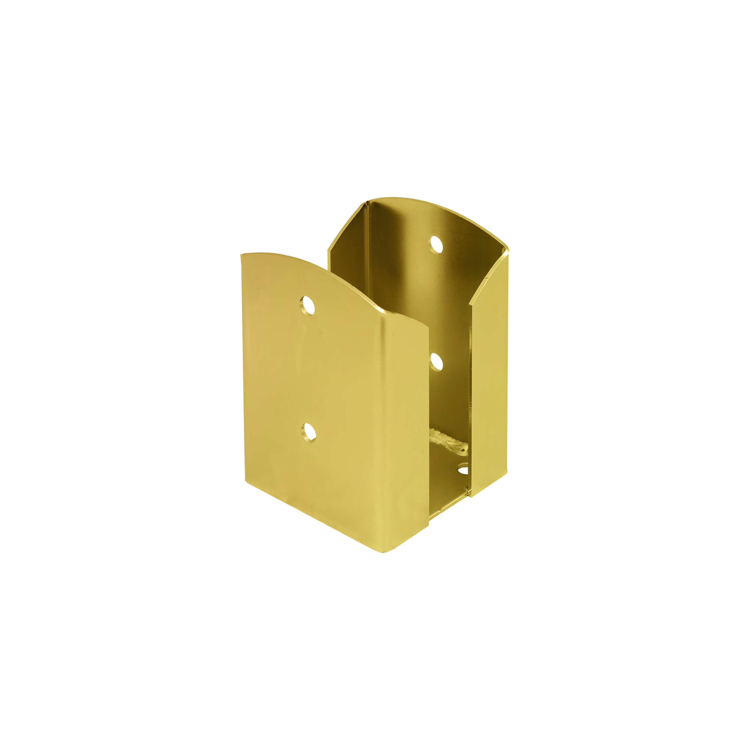 Pfostenträger zum aufdübeln Aufschraubhülse doppelt rechteckig - PSPW | 100 mm | Gold Säulenfuß, doppelter rechteckiger Schraubanker PSPW, 100 mm, gold, 101x150x2,5 mm, Schuss 1.