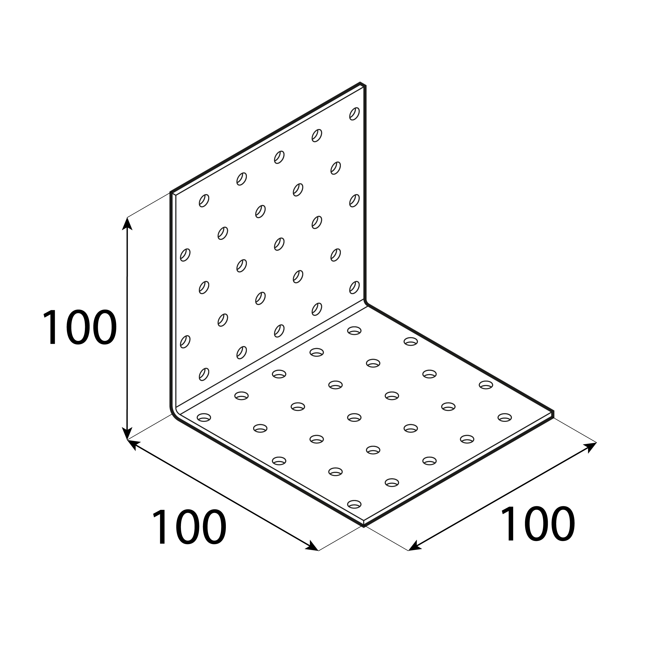 Montagewinkel universal Winkelverbinder feuerverzinkt - KM 13 | 100x100x100 mm | 20 Stück Universal-Stahlmontagewinkel KM 13, 100x100x100 mm, 20 Stk., 100x100x100x2,0 mm, DX51D Baustahl, silber, Schuss 2.