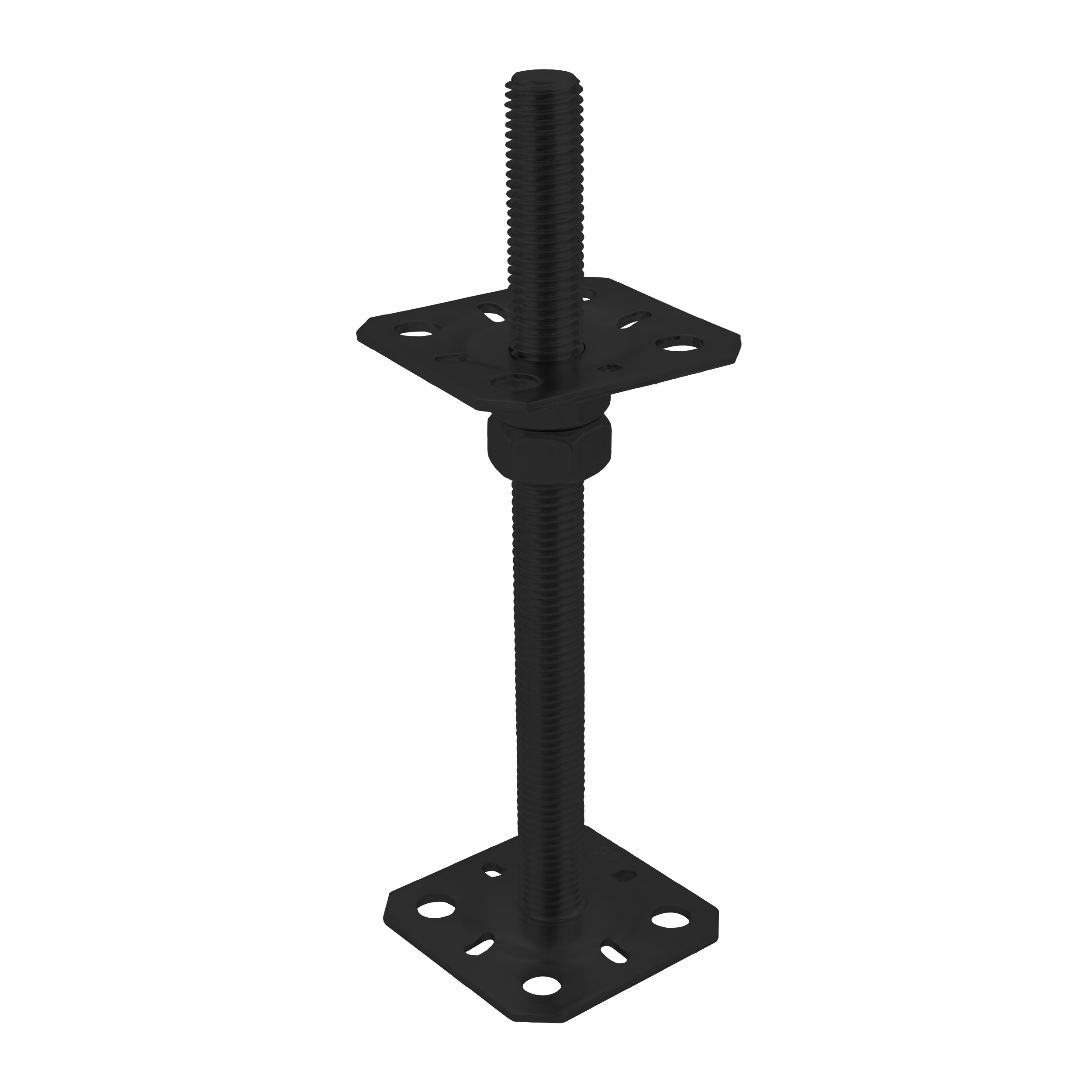 Pfostenträger verstellbar zum aufdübeln Anker mit Gewinde M20 - PSR |80x250 mm | Schwarz Flacher Gewindeanker für Mastfuß, höhenverstellbar PSR, 80x250 mm, M20, schwarz.