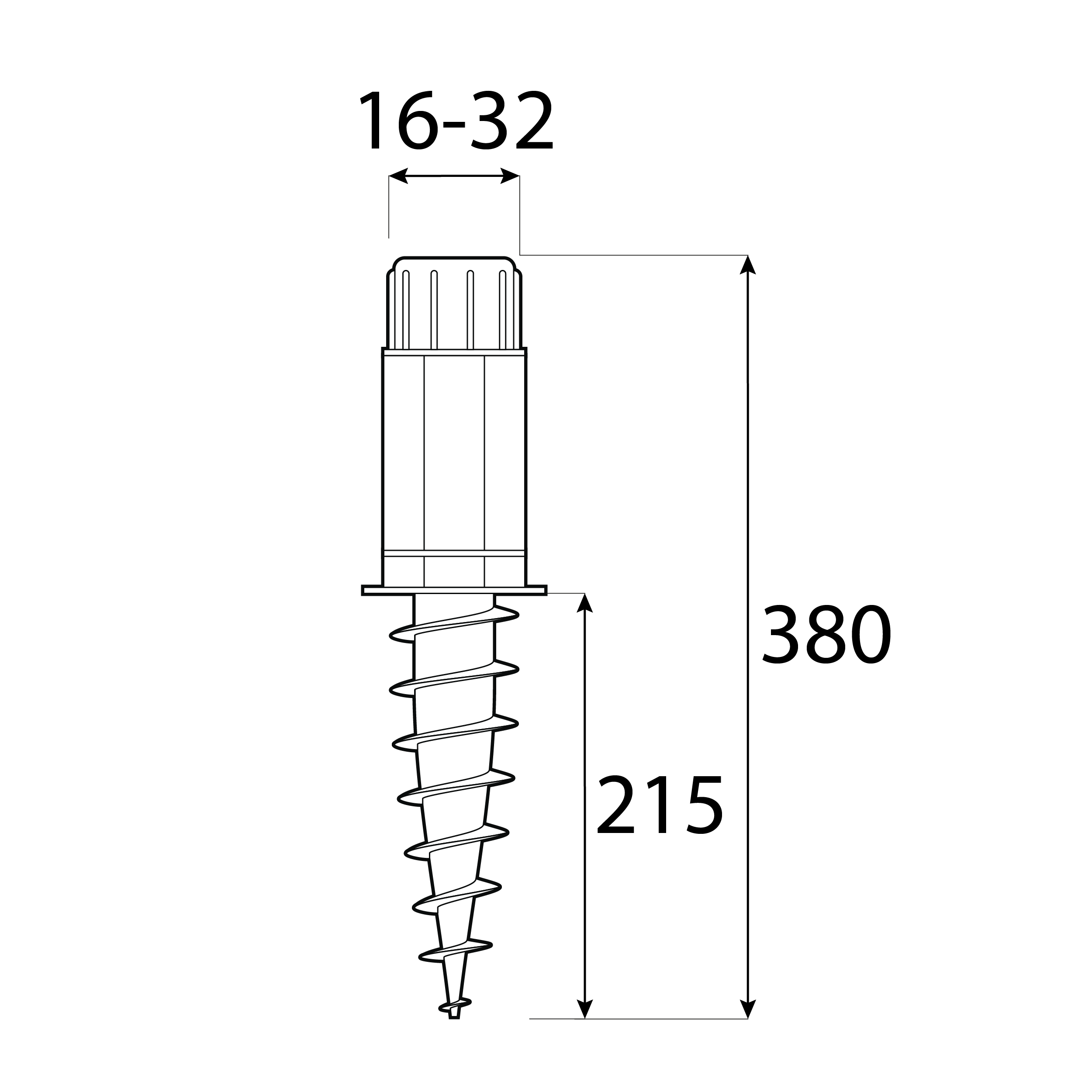 Einschraub Sonnenschirmständer verstellbar Bodenanker Stützen Erdanker Bodenhülse Sonnenschirm - PWA | 16-32 x 380 mm Einschraubbarer Schirmständer mit PWA-Verstellung, 16-32x380 mm, 32x380 mm, schwarz, PP-Kunststoff 2, Winkel 1.