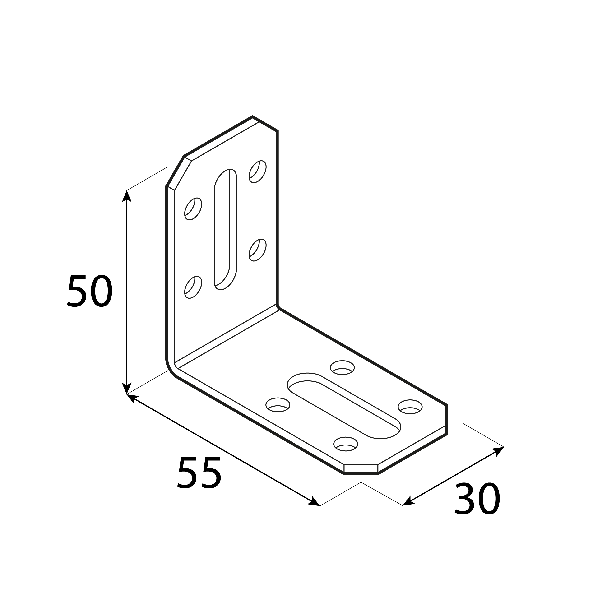 Kątownik dwustronny z regulacją - KRD 1 | 50x55x30 mm | 2 mm