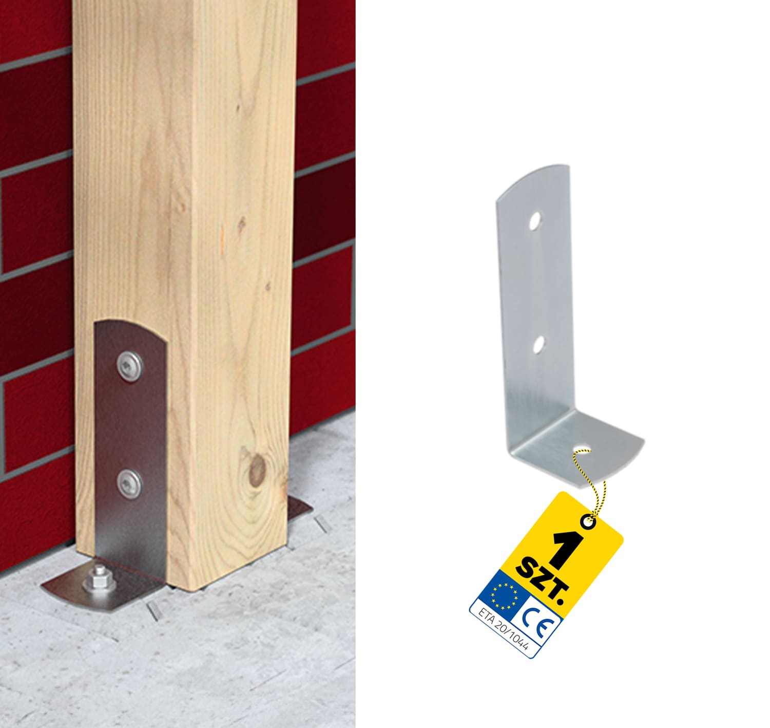 Pfostenträger zum aufdübeln leicht L-Form - PSC | 60x170 mm | feuerverzinkt Mastfuß, Leichtbeton-Schraubanker, Typ L PSC, 60x170 mm, silber.