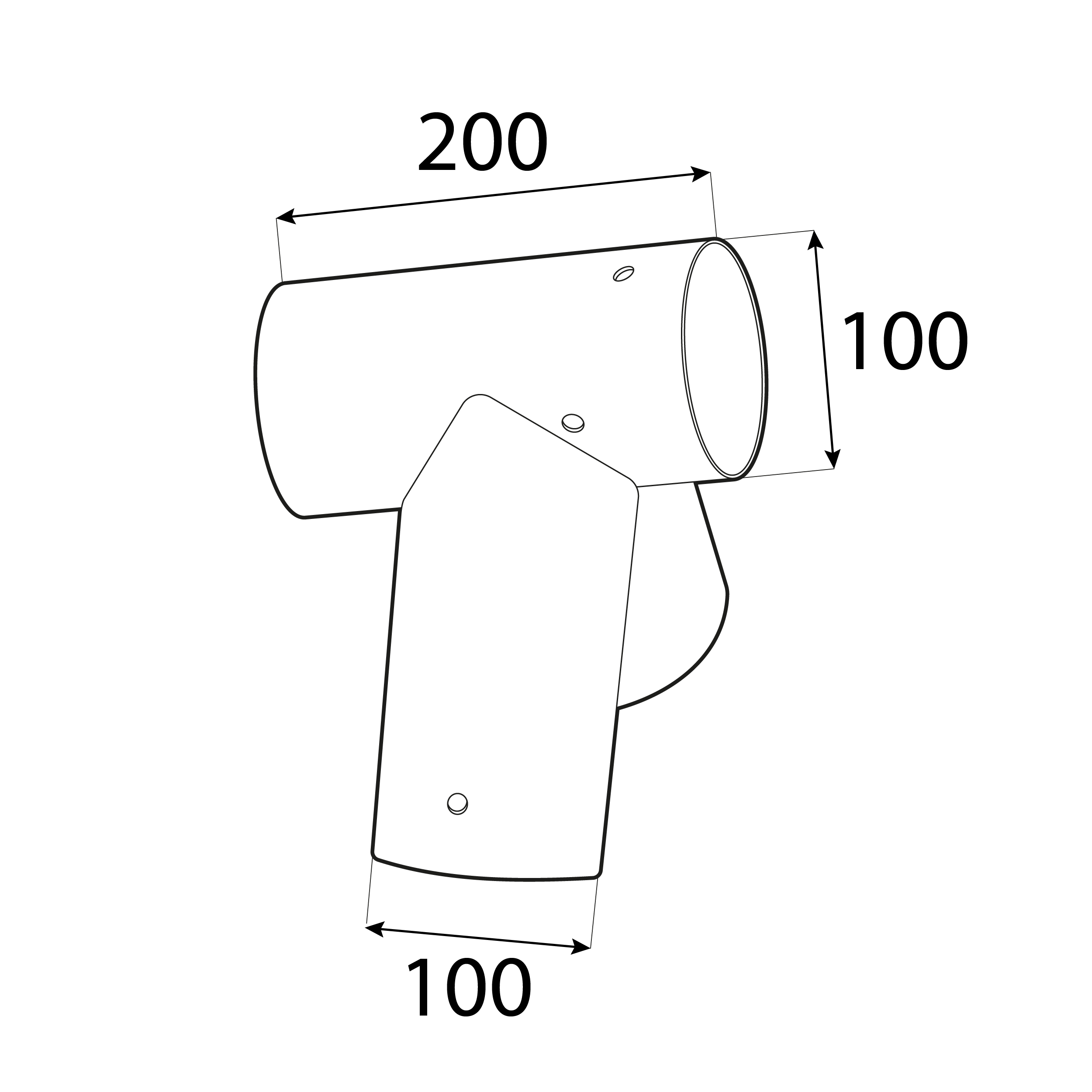 Rundbalken-Verbindungs-T-Stück für GHVO 100-Schaukel, ø100x200 mm, Rot, S235-Baustahl 2.