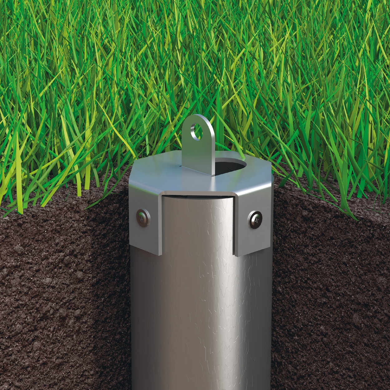 Podstawa wkręcana do ziemi do parasola suszarki - PWO | 68x550