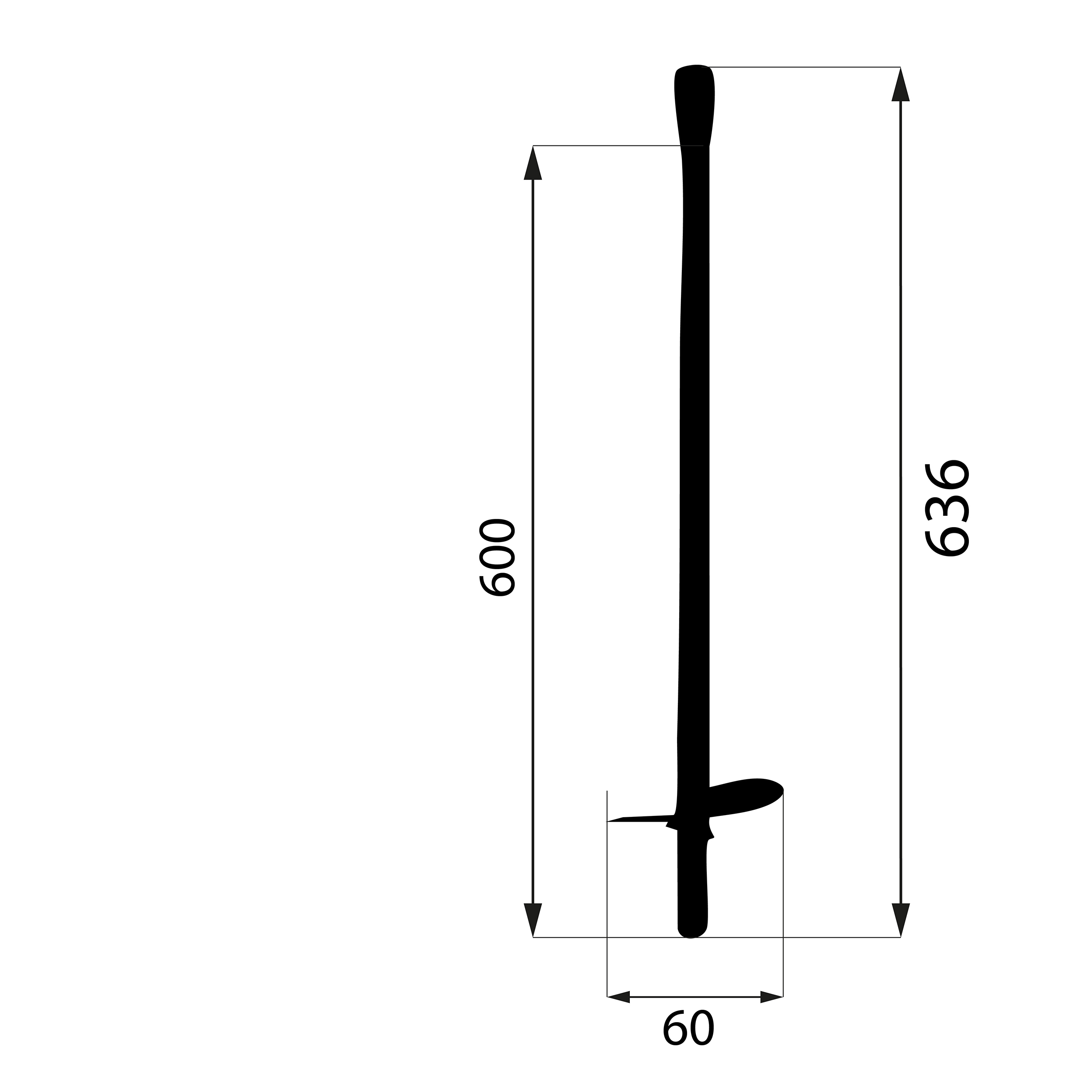 Kotwa podstawa wkręcana do gruntu z nakrętką sześciokątną - PWT | 60x600 | M12