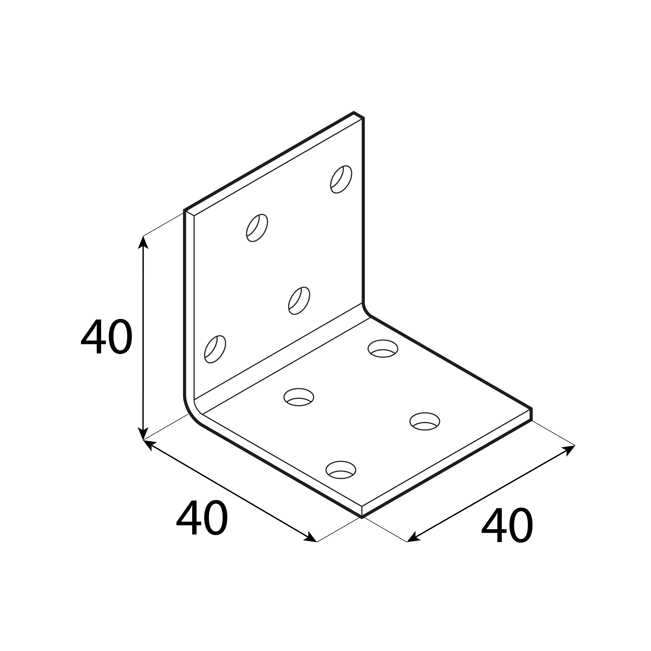 Kątownik montażowy stalowy uniwersalny - KM 1 | 40x40x40 mm | 50 szt Kątownik montażowy stalowy uniwersalny - KM 1 | 40x40x40 mm | 50 szt