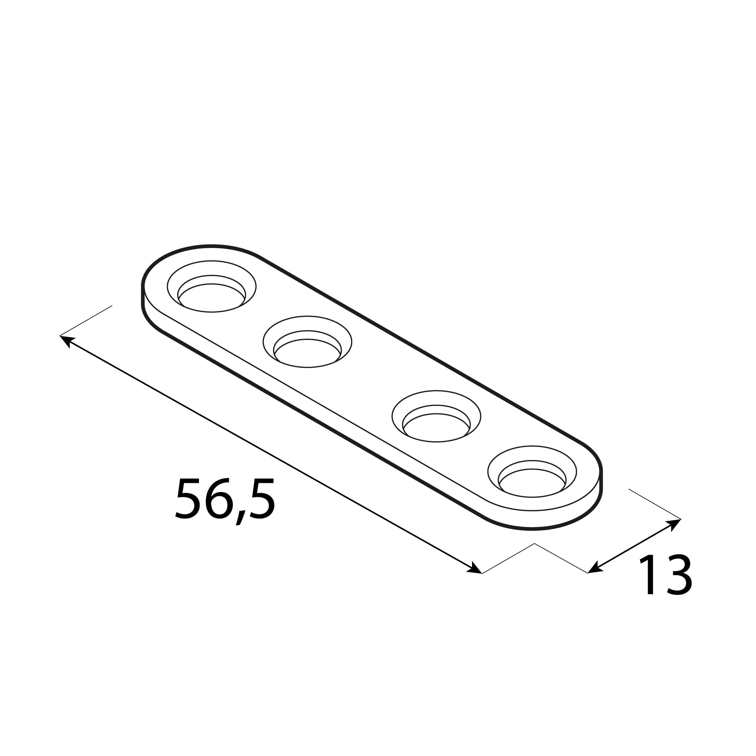 Flachverbinder rund Montageverbinder Verbindungsblech verzinkt - FLW 60 | 56,5x13 mm | 25 Stück Rundmontageverbinder FLW 60, 56, 5x13 mm, 25 Stk., DC01 Baustahl, silber, Schuss 1.