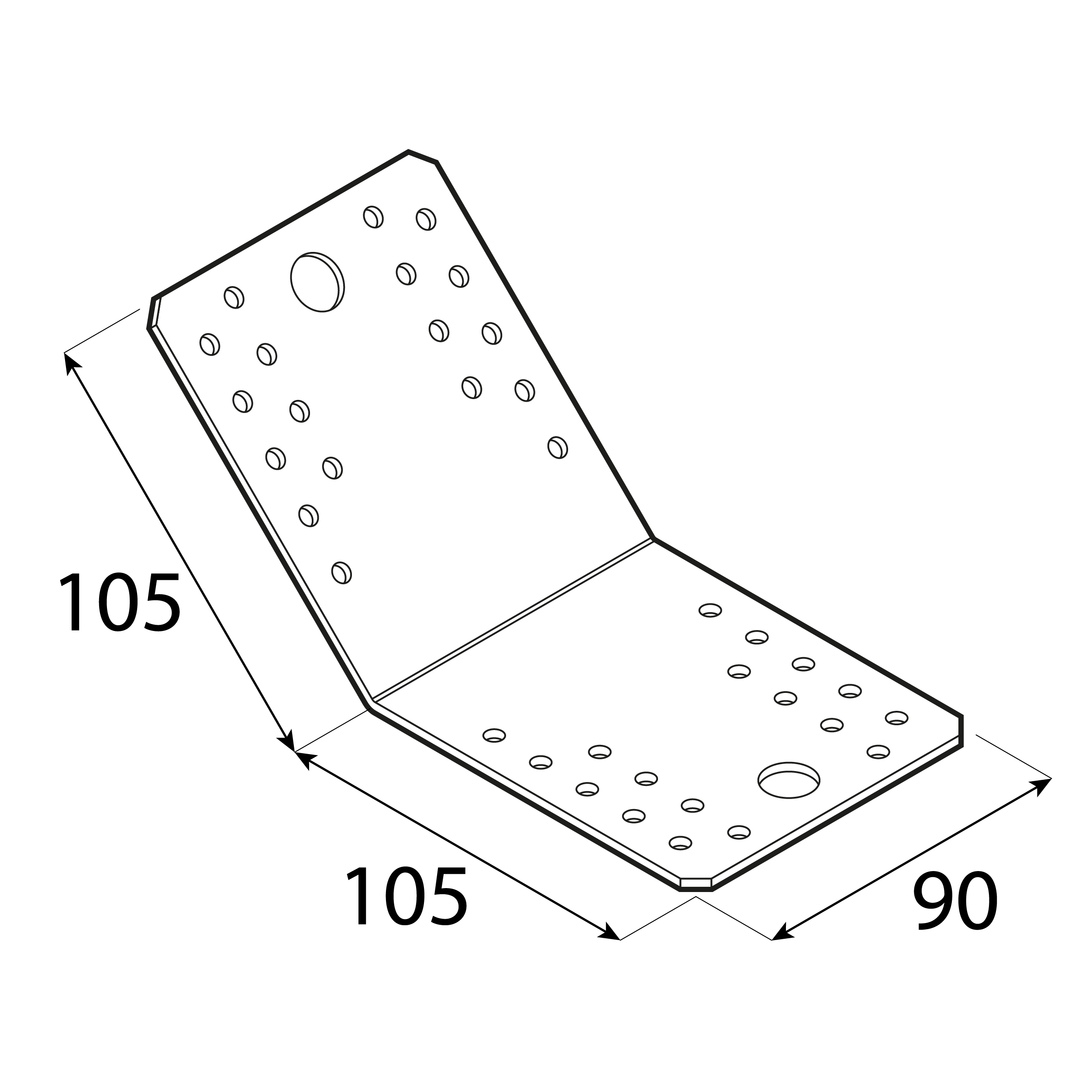 Winkelverbinder 135° gleichschenklig Schräganschluss Holzverbinder feuerverzinkt - KLR 5 | 105x105x90 mm | 2,5 mm Zimmermannswinkel 135⁰ gleichschenklig KLR 5, 105x105x90 mm, 2,5 mm, 105x105x90x2,5 mm, silber, DX51D Baustahl, Schuss 2.