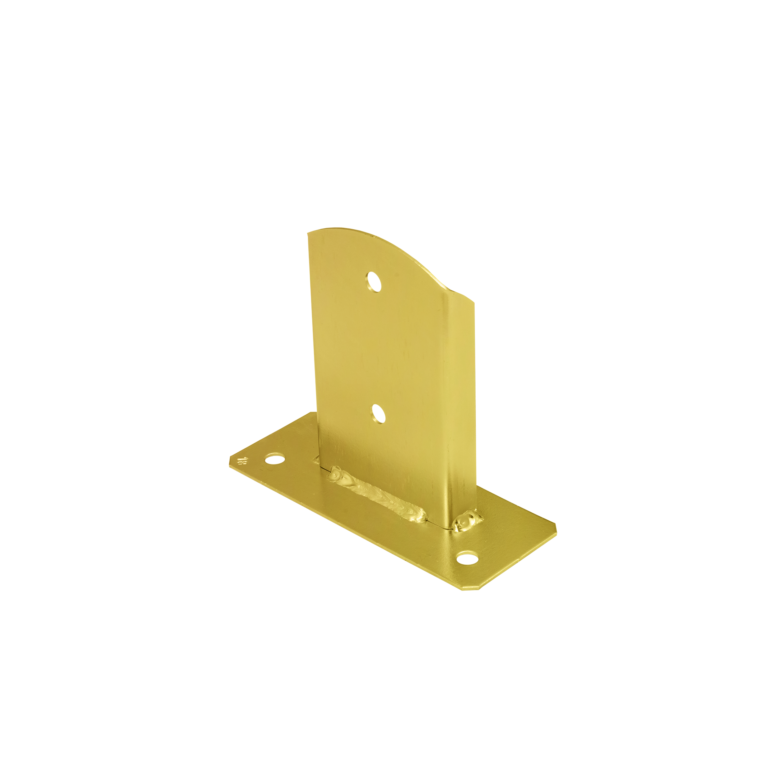 Pfostenträger zum aufdübeln Aufschraubhülse geteilt mit rechteckiger Grundplatte - PSD | 90 mm | Gold Säulenfuß geteilter Schraubanker mit rechteckiger Basis PSD, 90 mm, Gold, 91x150x2,0 mm.