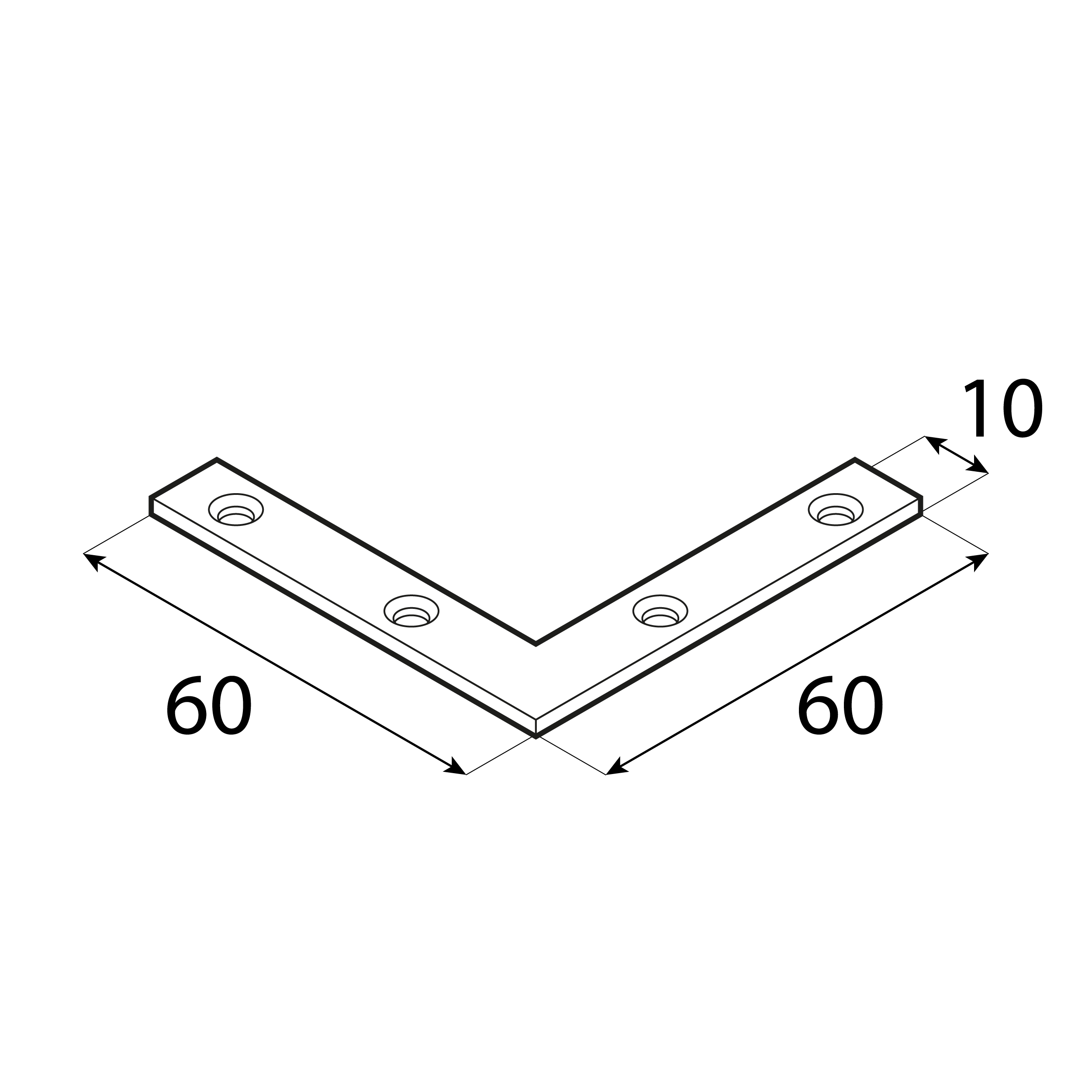 Eckwinkel Montagewinkel Fensterwinkel Winkelverbinder - NA 60 | 60x10 mm | 2 mm | verzinkt Fenstereinbauecke NA 60, 60x10 mm, 2 mm, silber, 60x60x10x2,0 mm, DC01 Baustahl, Schuss 1.