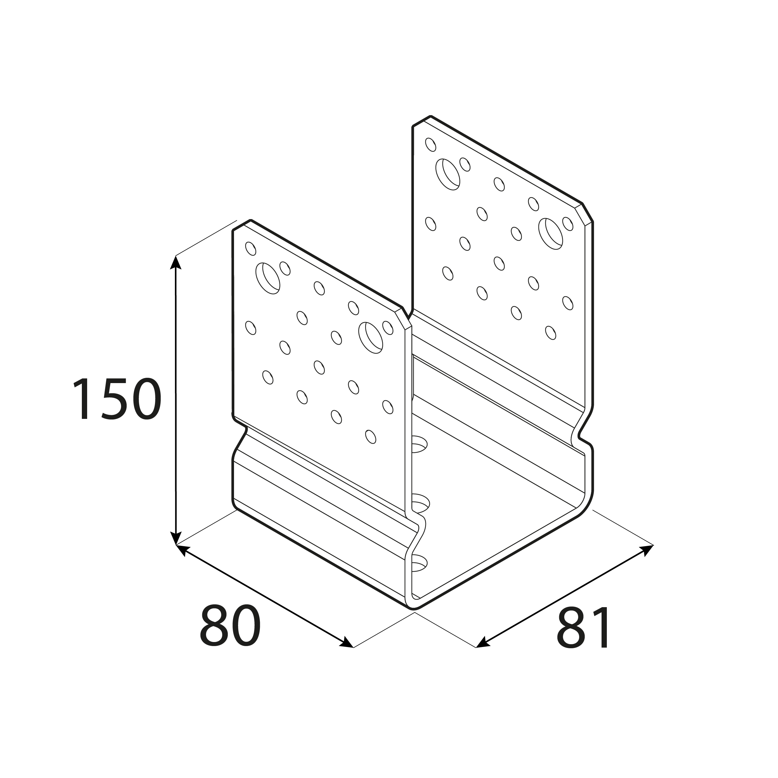 Podstawa słupa kotwa typ U z odsadzeniem wielopunktowa - PSSOZ | 80 mm | Srebrny