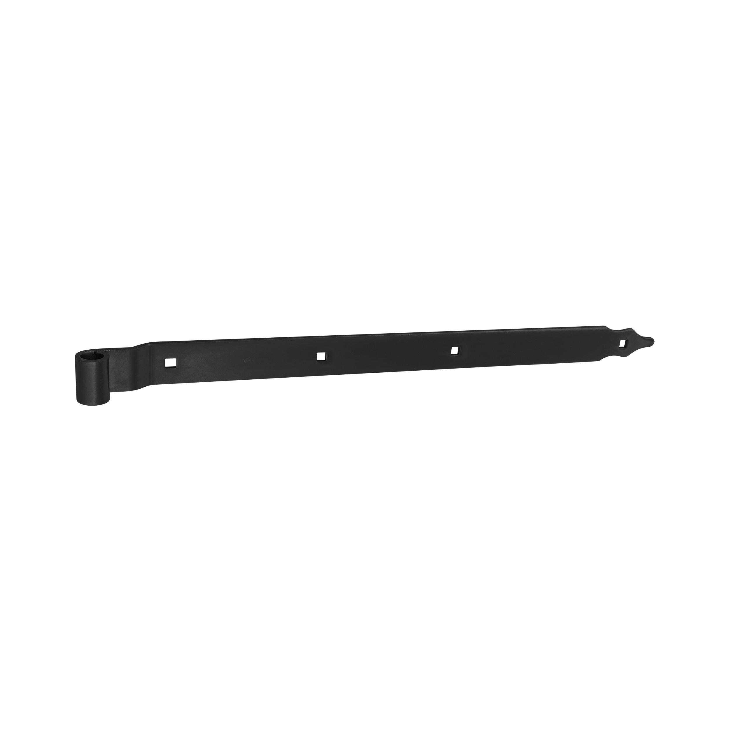 Gekröpftes Ladenband für Tore - ZPK | schwarz | 600 mm | fi 16 mm Versetztes Bandscharnier für ZPK-Tore, schwarz, 600 mm, Durchmesser 16 mm, 600 x 10 x 40 x 5,0 mm, S235-Baustahl.