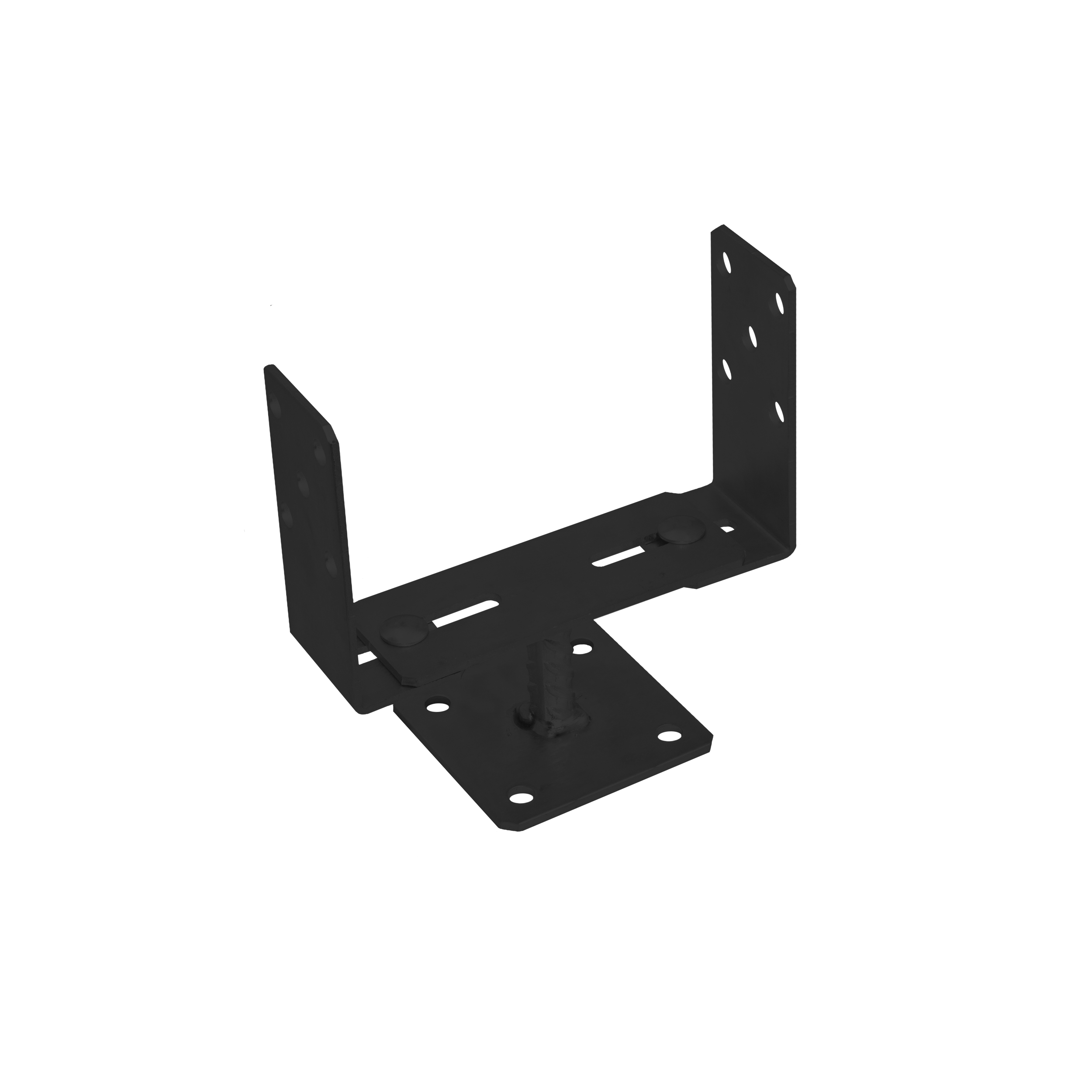 Pfostenträger zum aufdübeln U-Form verstellbar - PSRT | 60-200 mm | Schwarz Säulenfuß-U-Anker, breitenverstellbar, verschraubt PSRT, 60-200 mm, schwarz, Winkel 1.