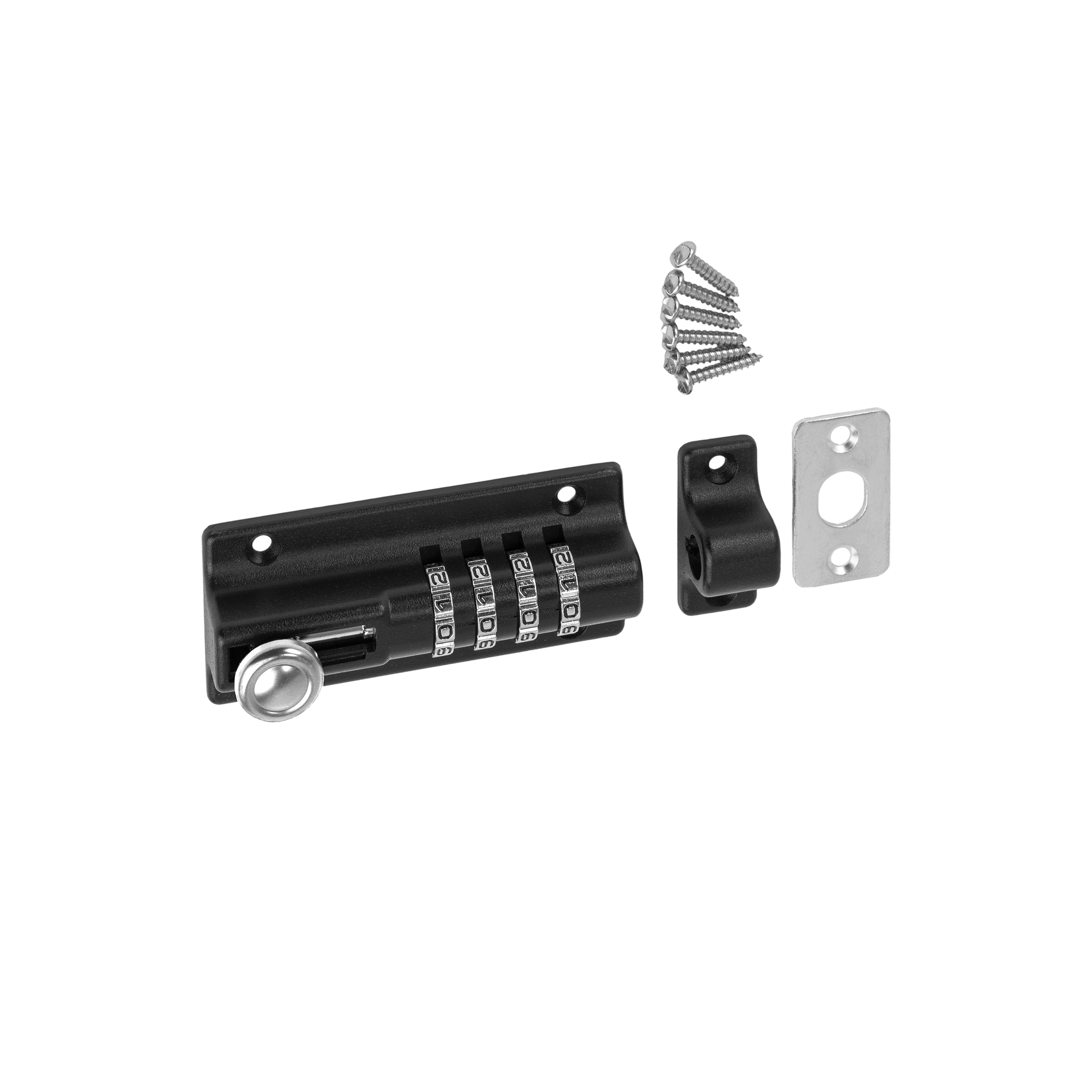Zahlenschloss für Gartentore - WHS | schwarz | 48 mm Riegel mit Zahlenschloss für WHS-Tor, schwarz, 123 mm, 123x48x40 mm, ZnAl.