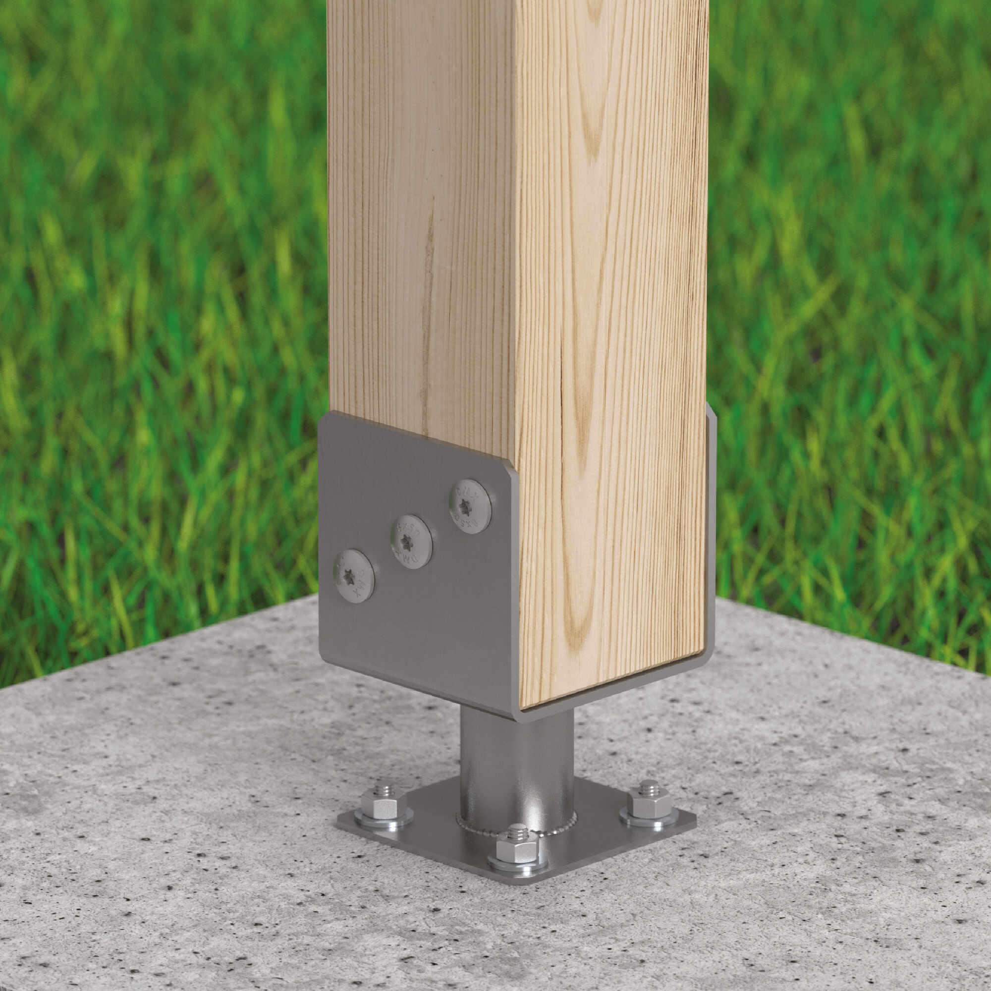 Pfostenträger zum aufdübeln U-Form mit Rohr - PMFU | 120 mm | 163 mm | verzinkt Säulenfuß U-Anschraubanker mit PMFU-Rohr, 120 mm, 163 mm, silber, 121x100x163x4,0 mm 1.