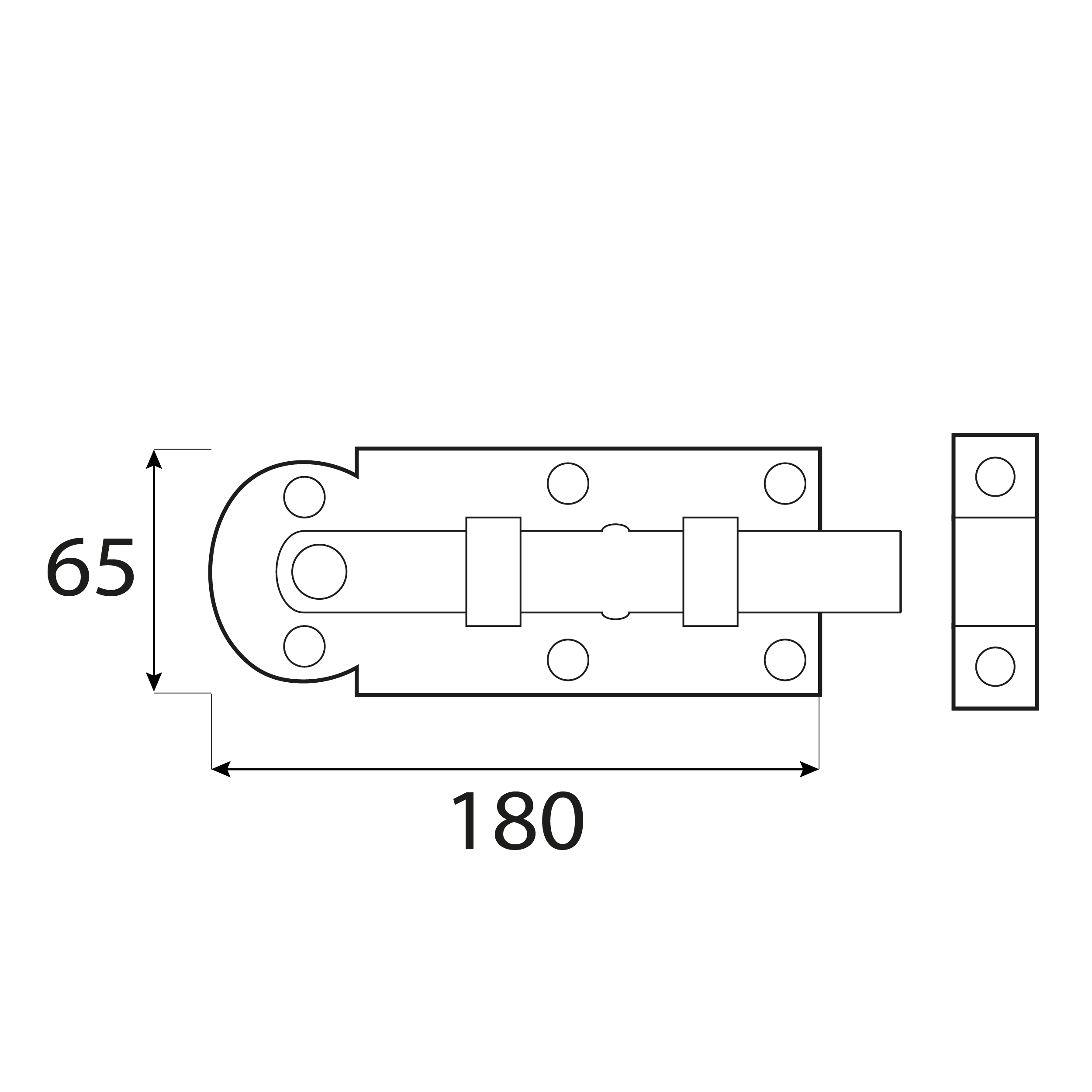 Riegel mit geradem Riegel B 180, 180 mm, Gold, 180x65x5,0 mm 2.