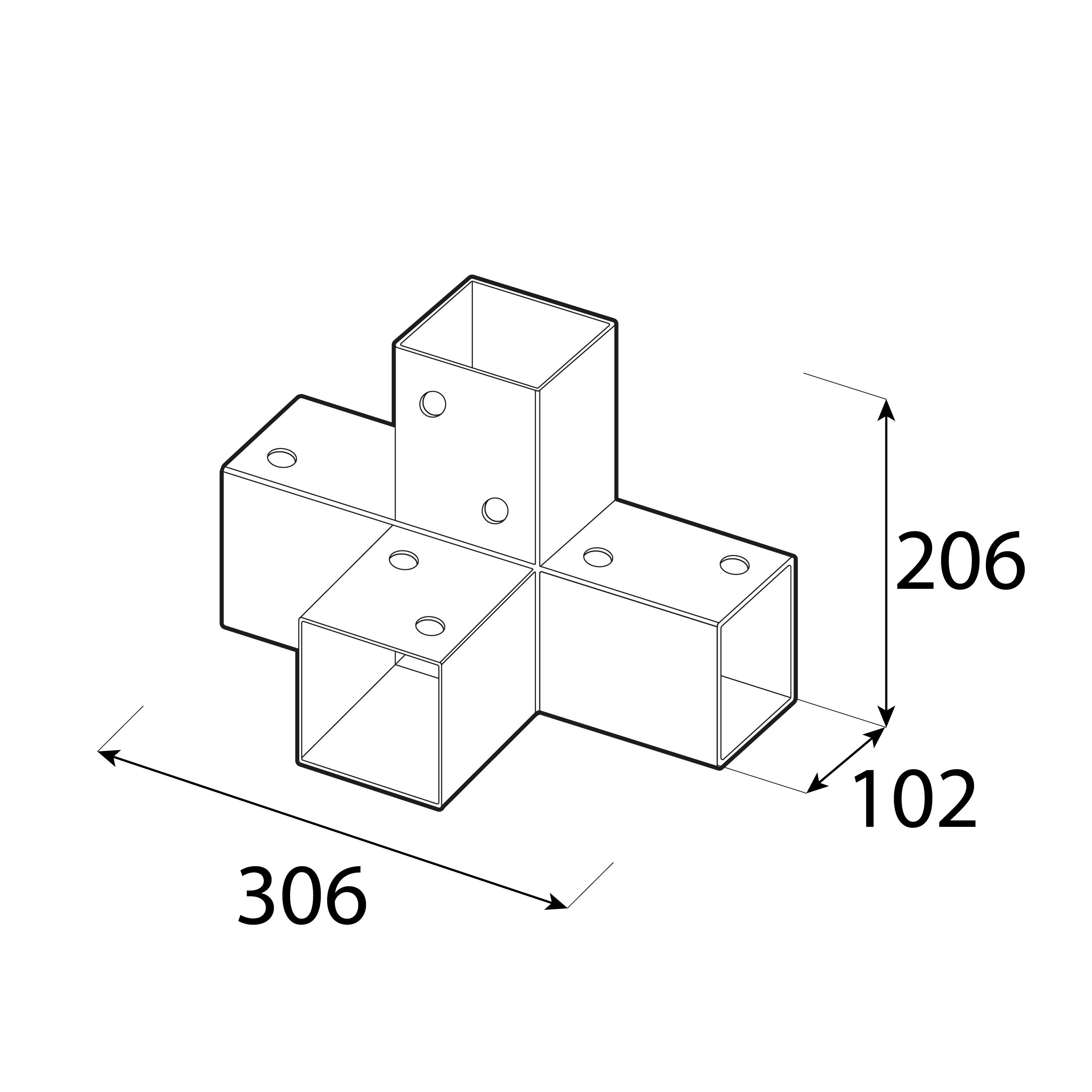 Łącznik belki kwadratowej do pergoli ciesielski - GPX 100 | 102x206x306 mm | czarny