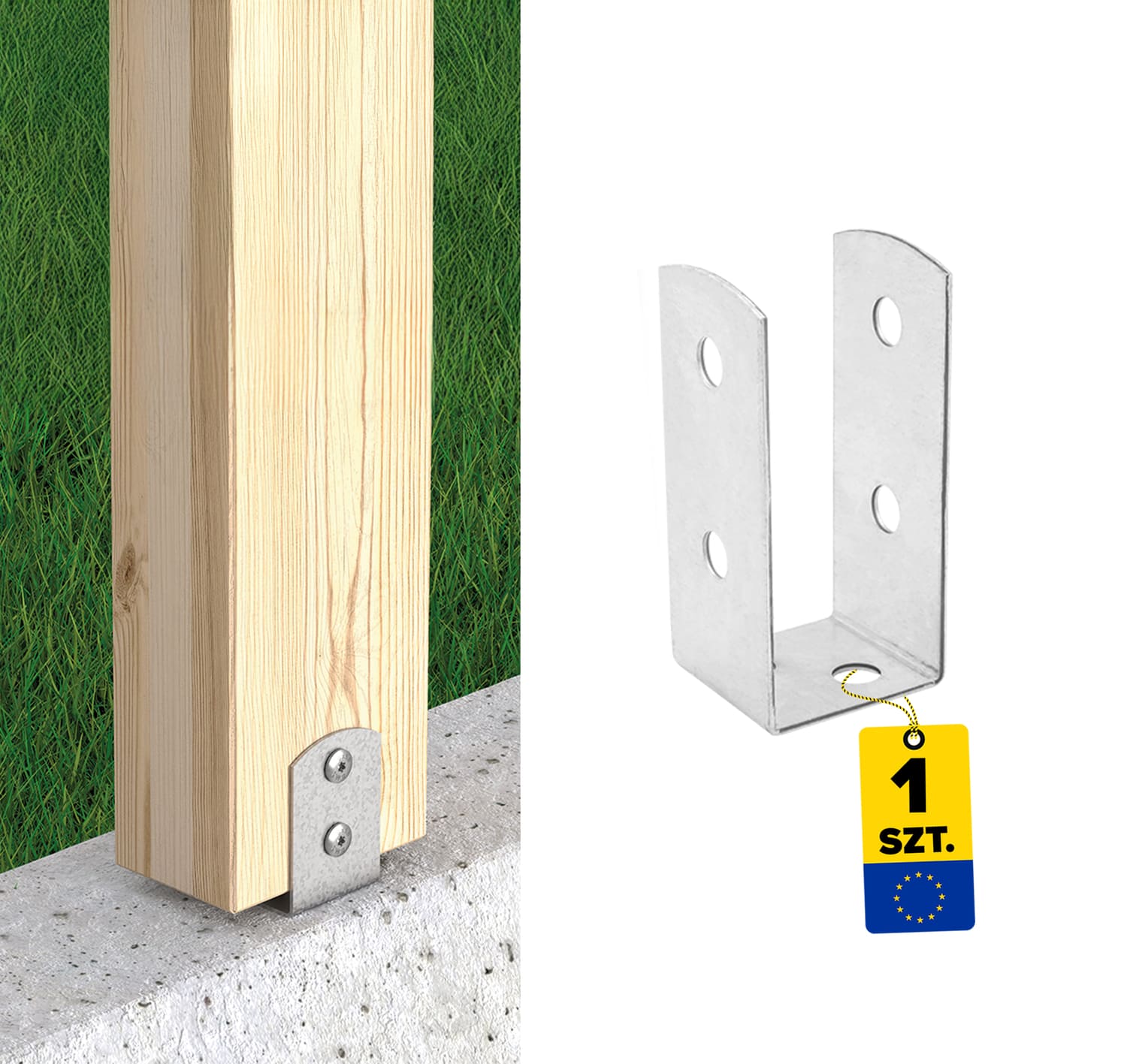 Podstawa słupa kotwa przykręcana do betonu typ U lekka - PSOL | 45 mm | Srebrny