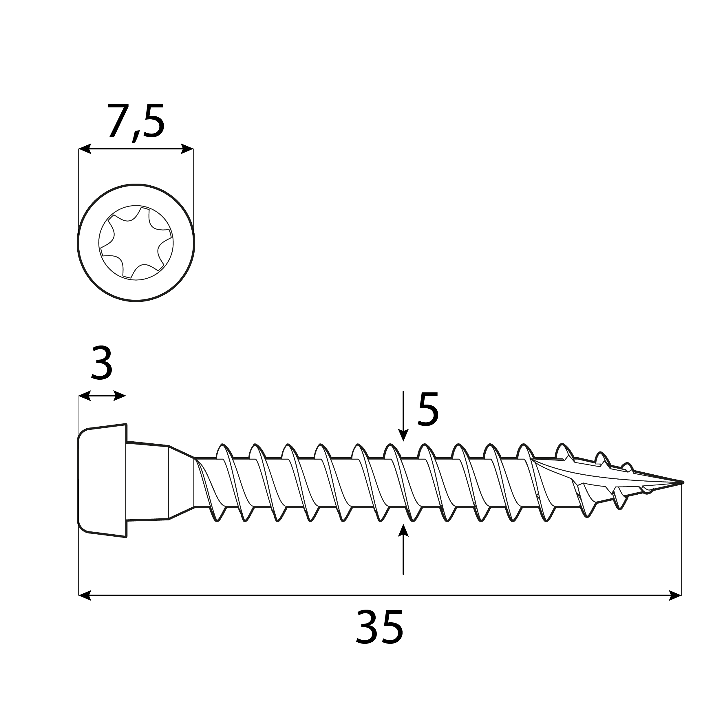 Zimmermannsschrauben ANCHOR - ANW | 5 x 35 mm | verzinkt | 500 Stk. ANCHOR ANW Zimmermannsschrauben, 5x35 mm, Silber, 500 Stk., 35x5,0 mm, gehÀrteter Kohlenstoffstahl.