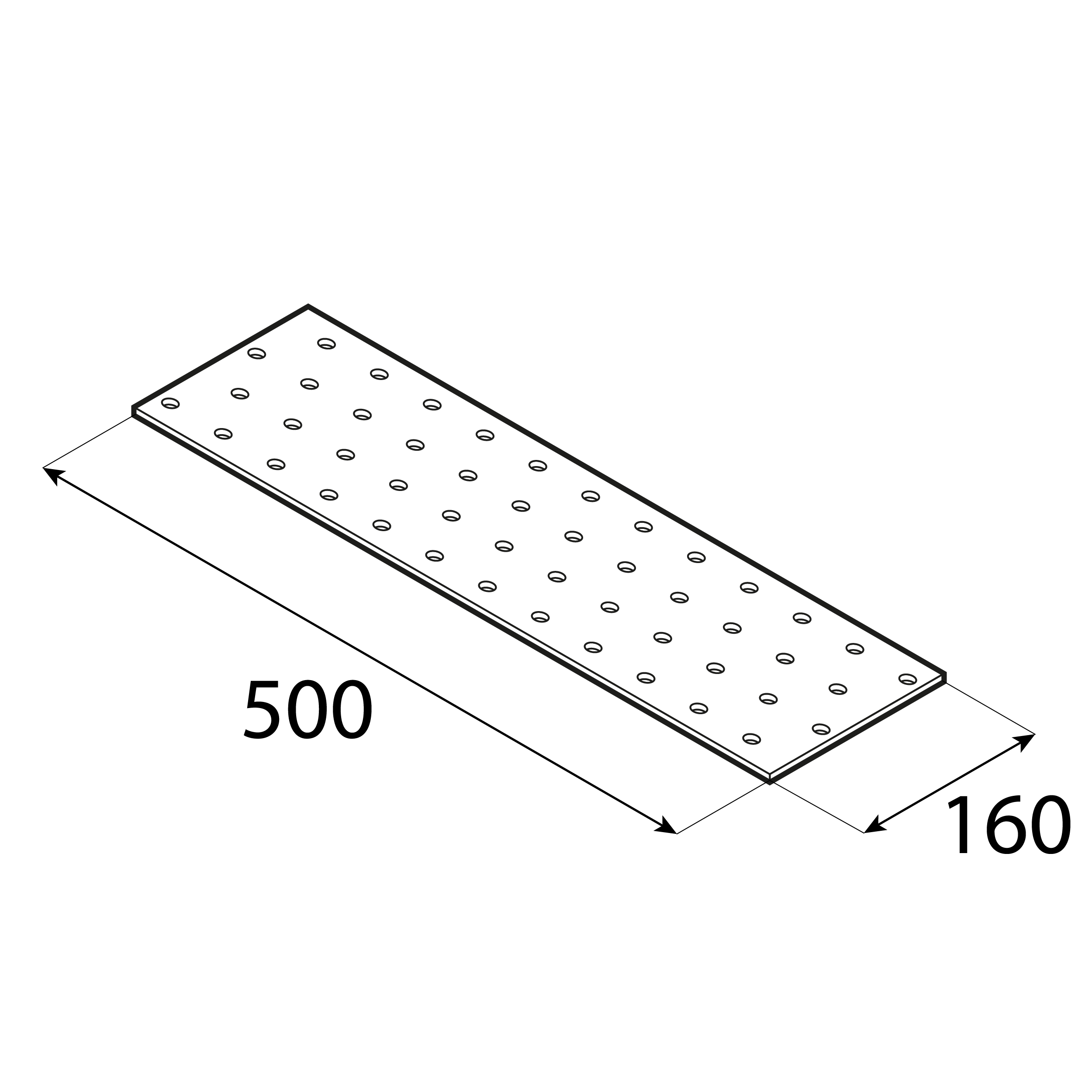 Płytka perforowana płaskownik - PP 23 | 400x160 mm | 2 mm Płytka perforowana płaskownik - PP 23 | 400x160 mm | 2 mm