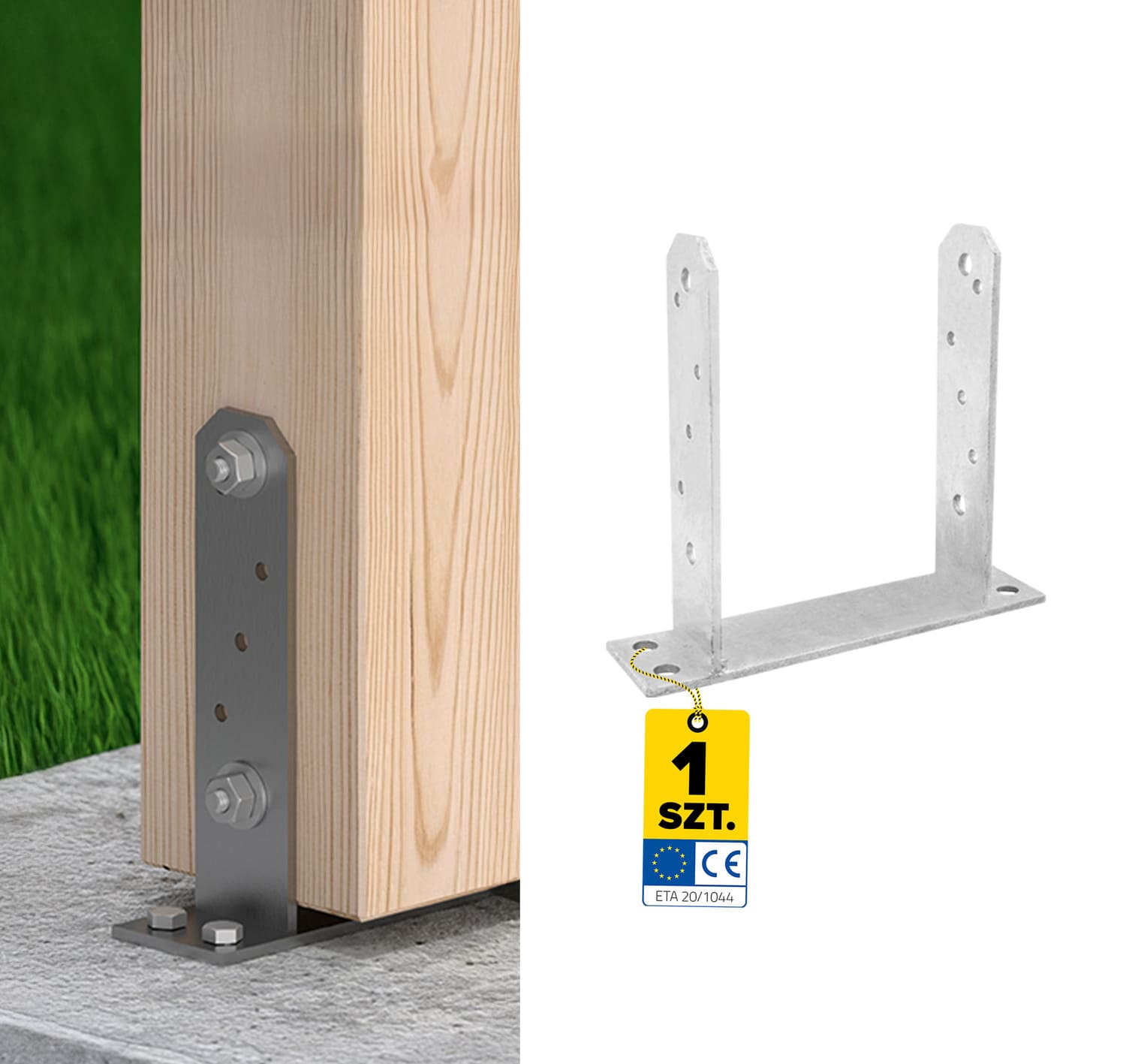 Pfostenträger zum aufdübeln U-Form Pfostenanker Typ TT - PST | 160 x 200 mm | feuerverzinkt Säulenfuß, Betonwandanker, Typ U PST, 160x200 mm.