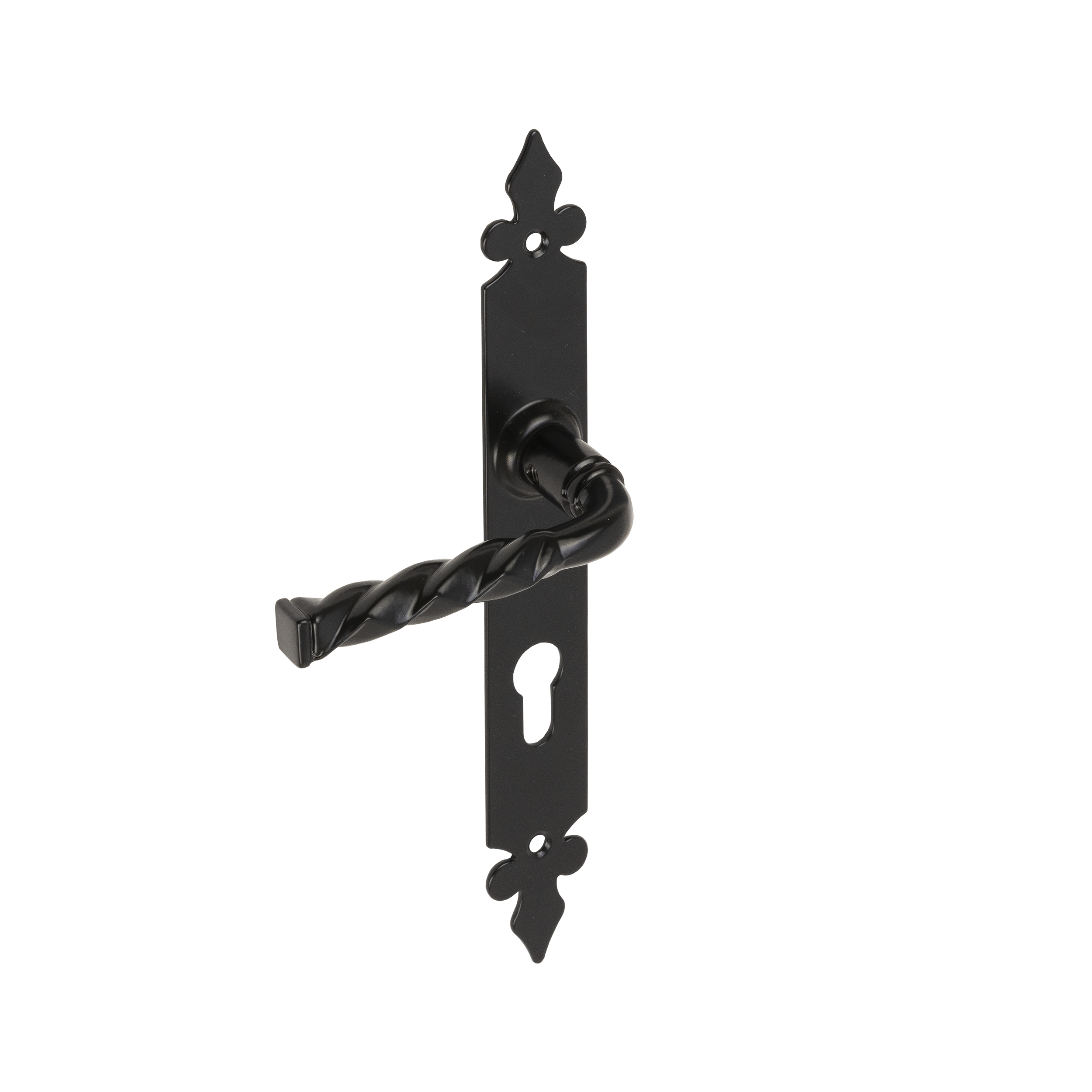 Klamka z otworem uniwersalna do drzwi furtki - WHA  | Czarny | 90 mm