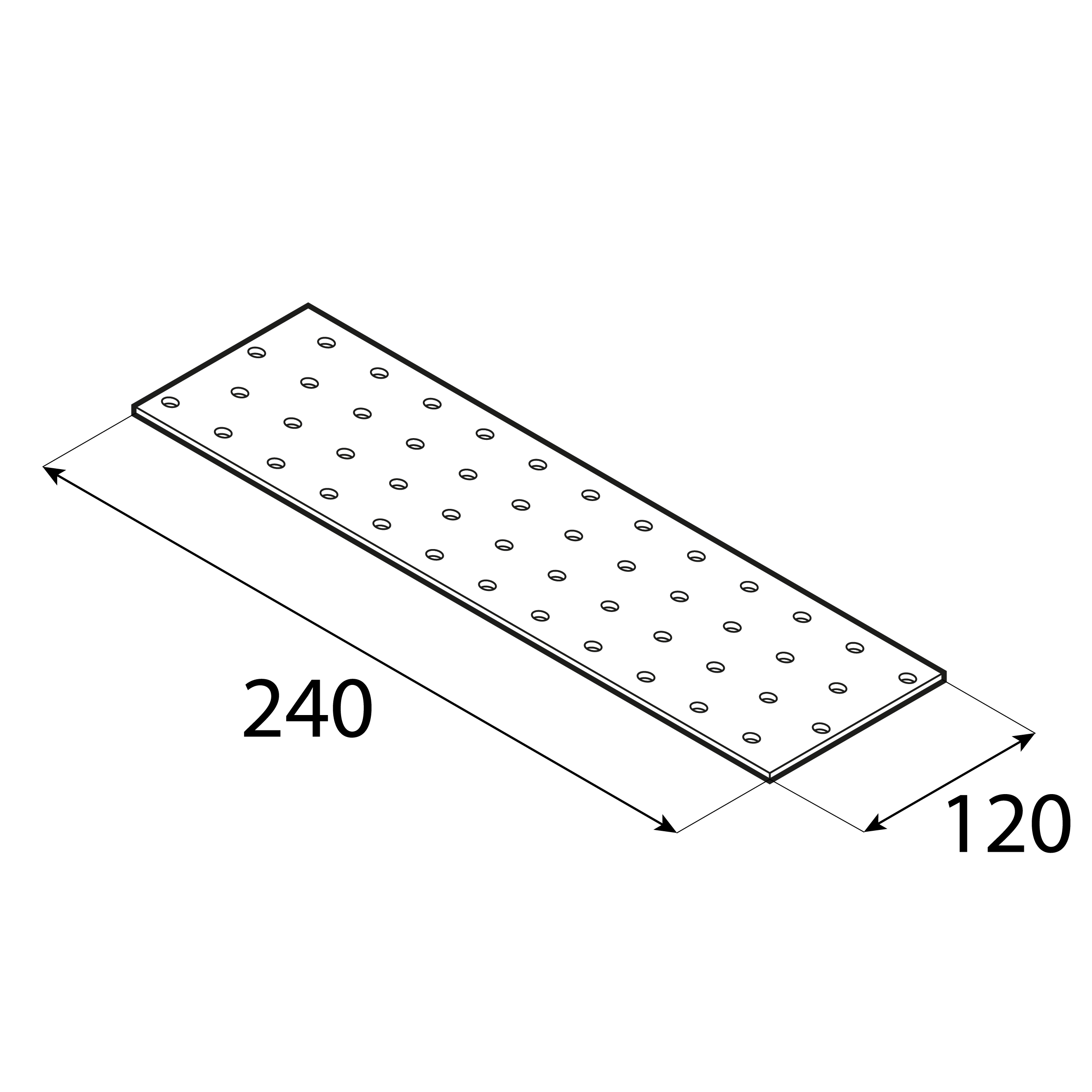 Płytka perforowana płaskownik - PP 19 | 240x120 mm | 2 mm