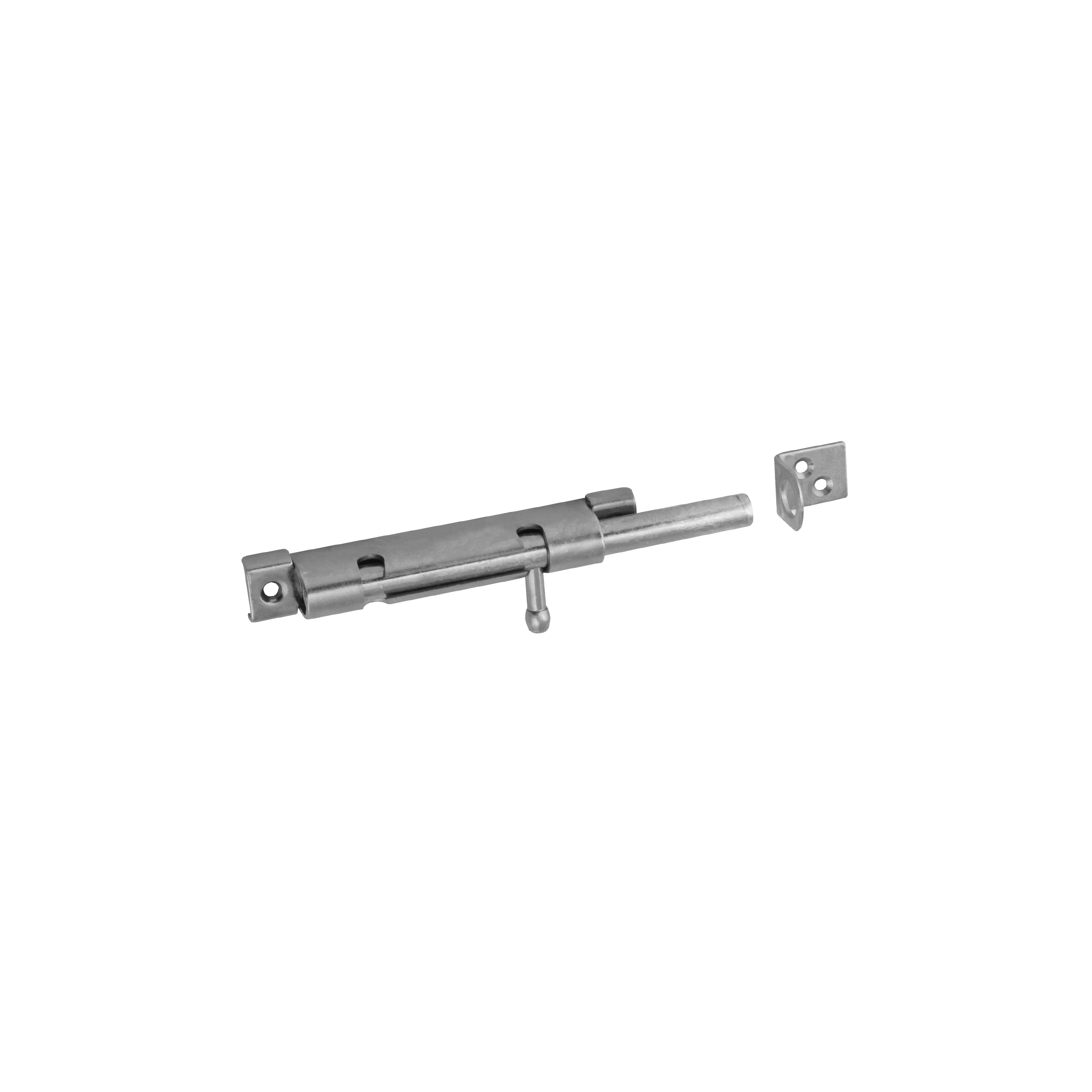 Riegel mit Rundriegel WOS 100, 100 mm, silber, 100x10 mm.
