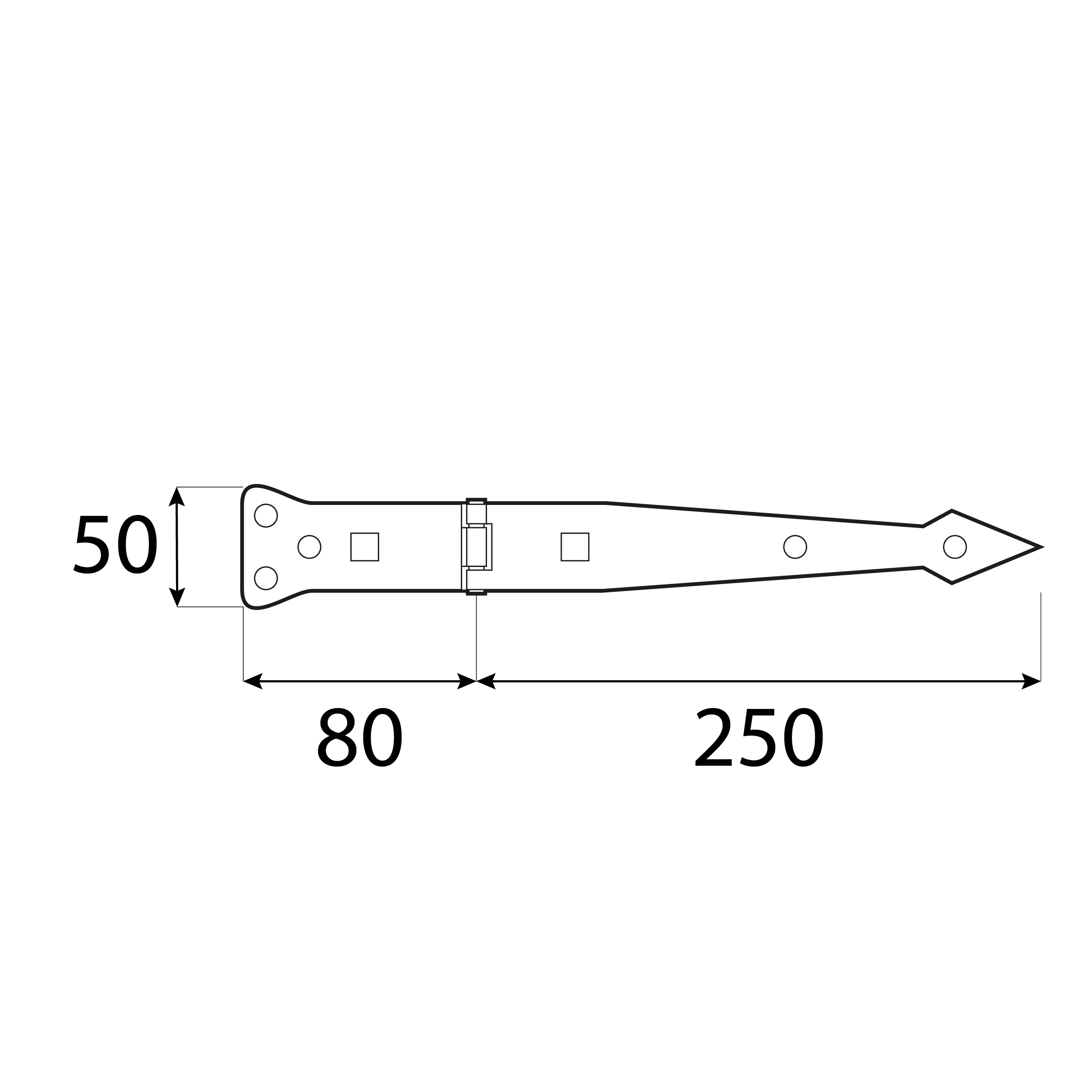 Zawias bramowy pasowy do bramy furtki okiennic - ZBP 250 | 250 mm | Złoty