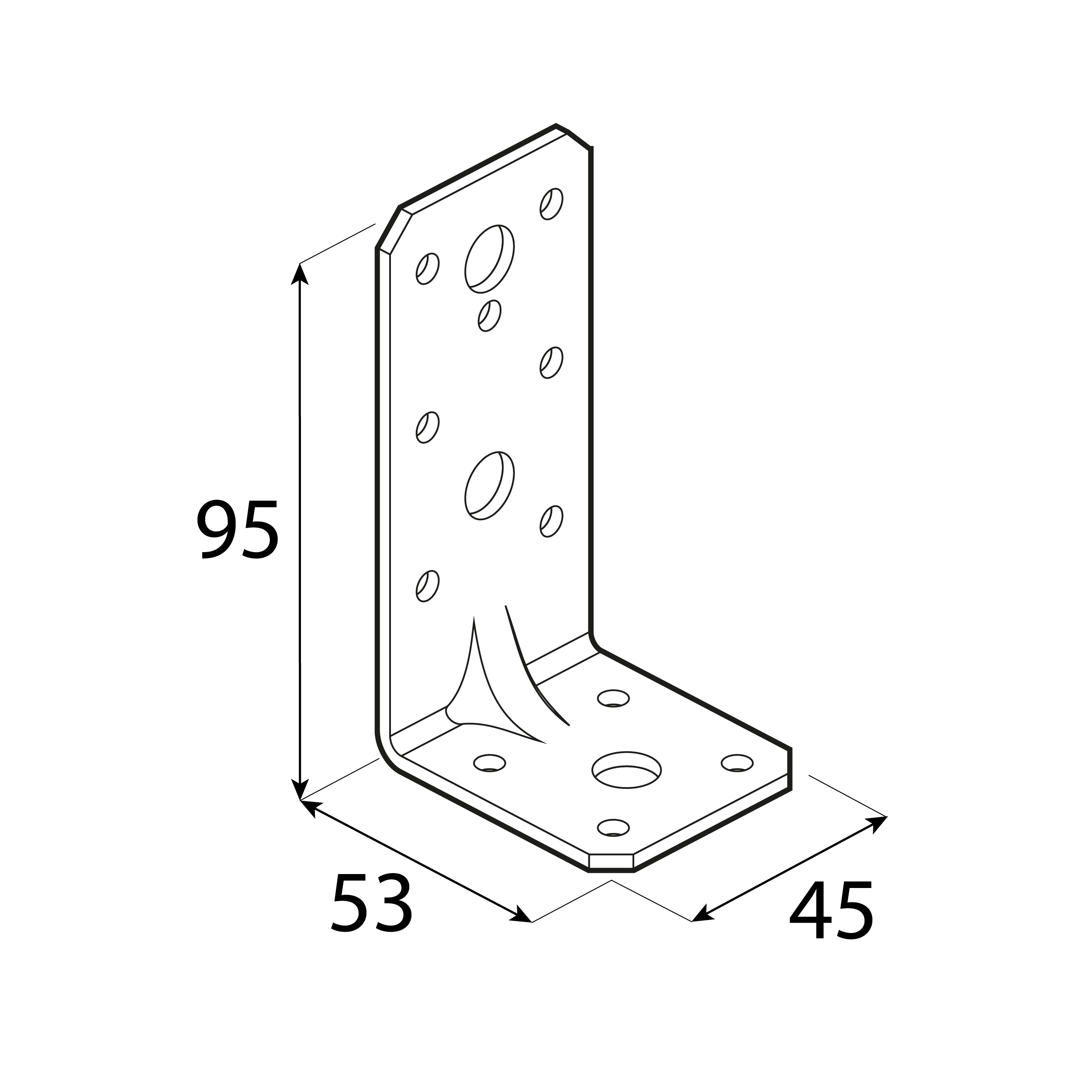 Kątownik ciesielski wzmocniony z przetłoczeniem - KPK 11 | 95x53x45 mm | 2,5 mm