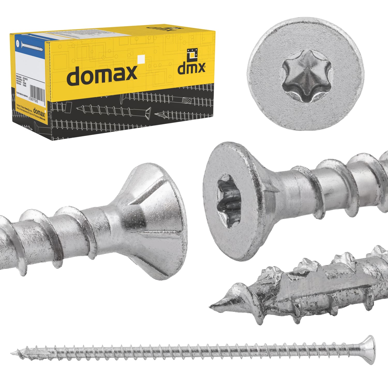 Rahmenschrauben Senkkopf TORX Vollgewinde - CBS | 7,5 x 112 mm | verzinkt | 100 Stk. TORX CBS Senkkopf-TĂŒrrahmenschrauben, 7,5 x 112 mm, Silber, 100 Stk., gehĂ€rteter Kohlenstoffstahl.