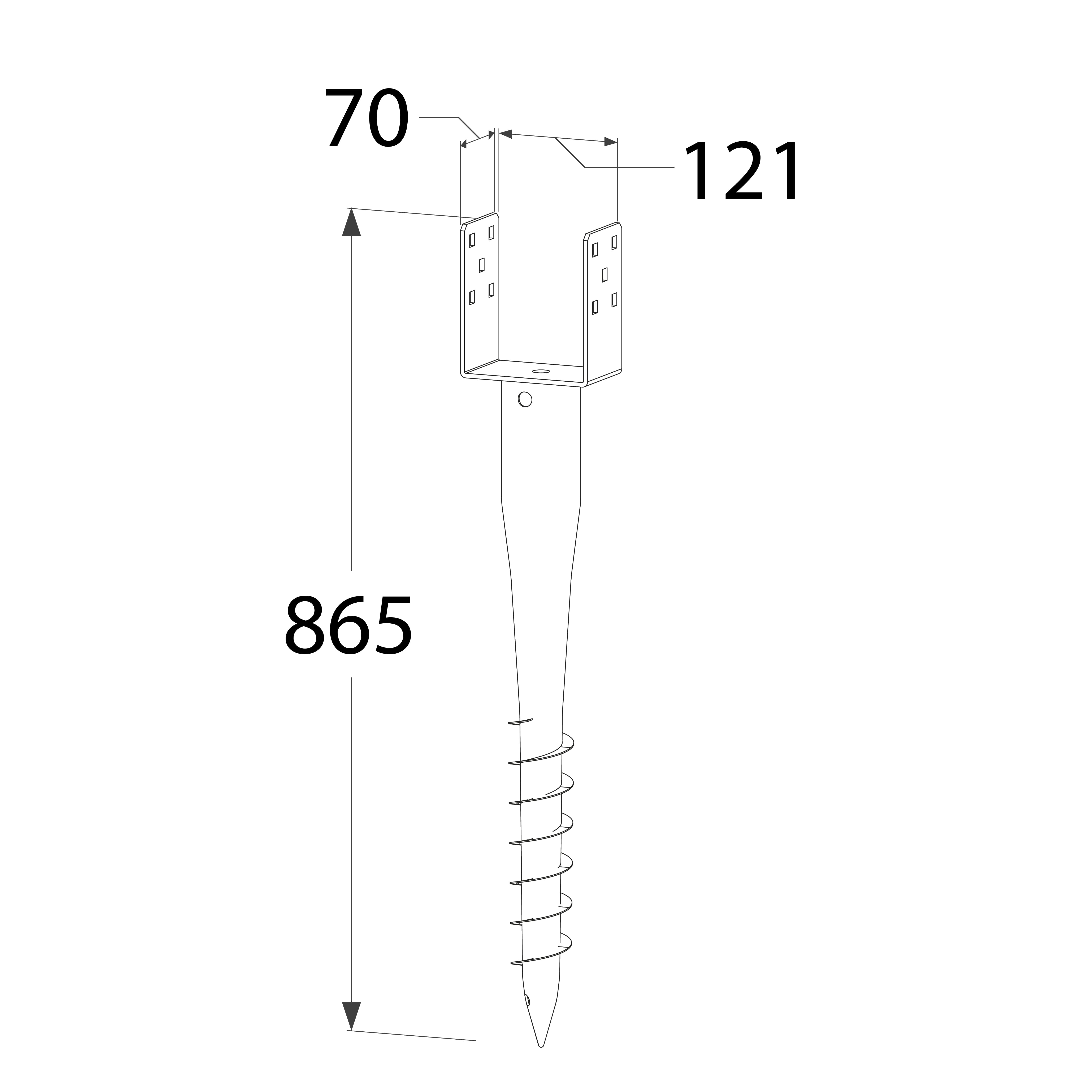 Podstawa słupa wkręcana do gruntu świder - PWU | 120x865 mm Podstawa słupa wkręcana do gruntu świder - PWU | 120x865 mm