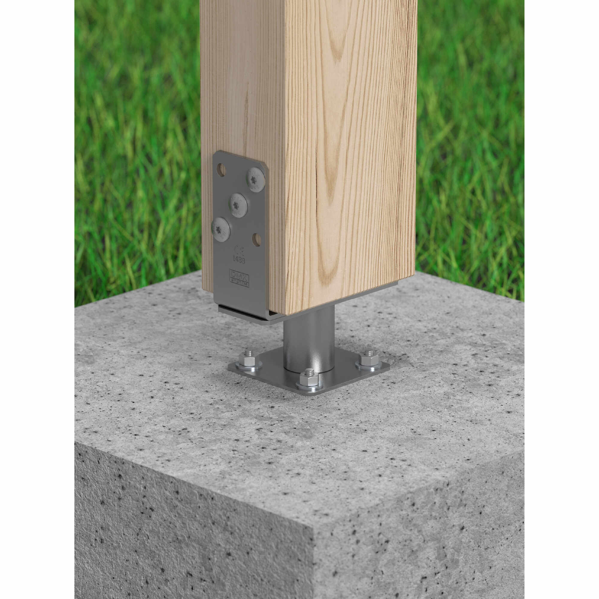 Podstawa słupa kotwa typ U regulowana szerokość przykręcana - PSRT | 60-200 mm | Czarny