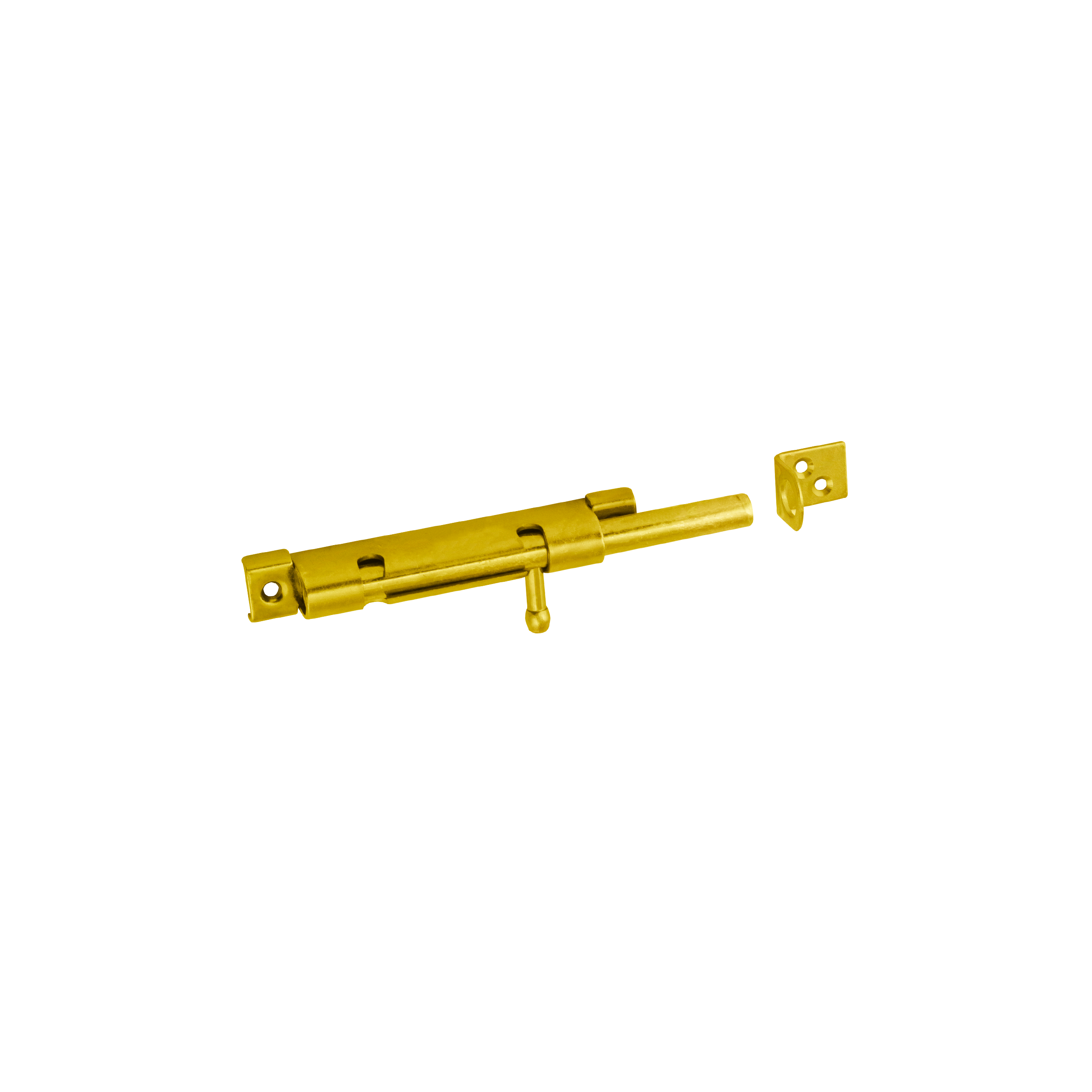 Schlossriegel mit rundem Riegel für Gartentore - WOS | verzinkt | 10 mm Riegel mit Rundriegel WOS 100, 100 mm, gold, 100x10 mm.