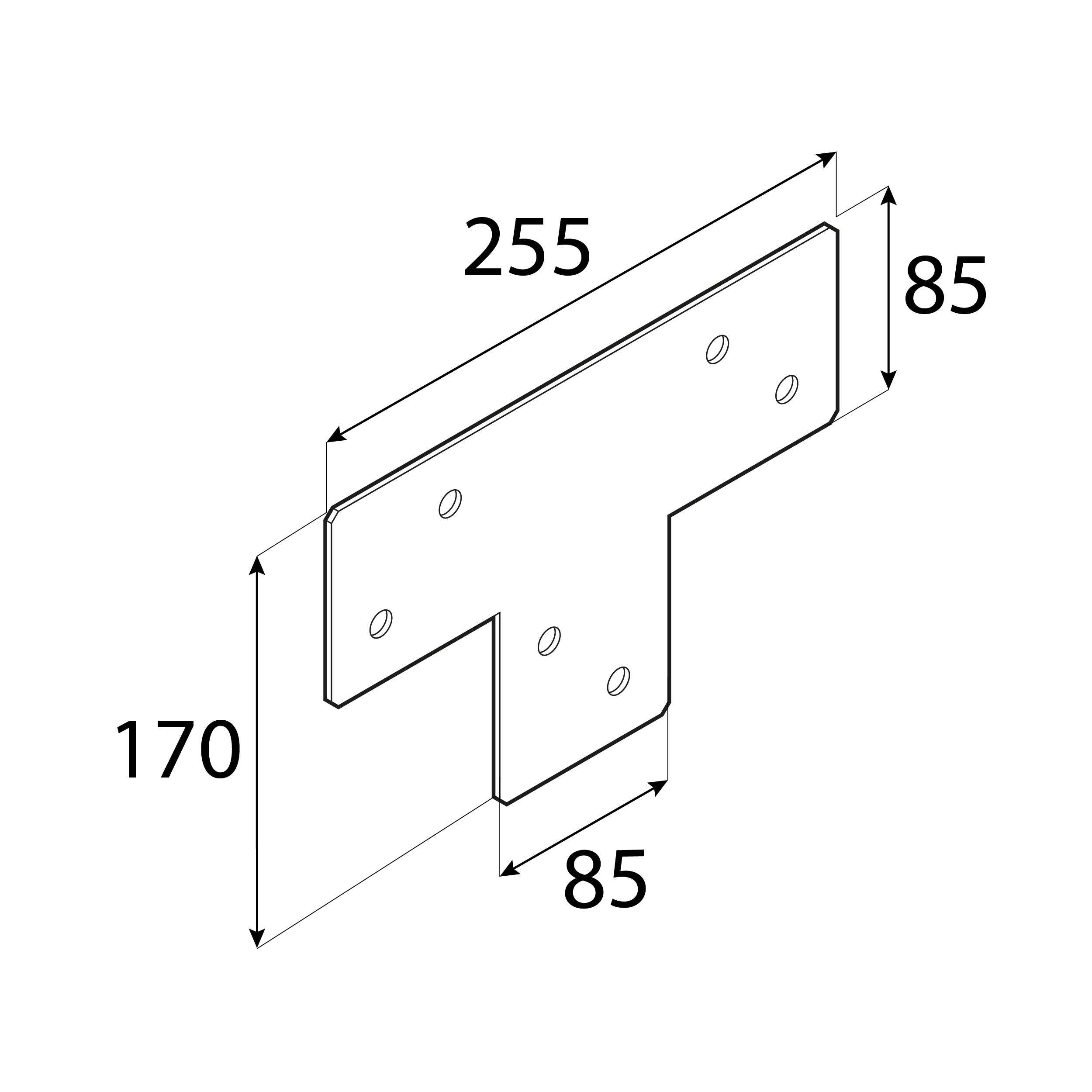 Flachverbinder quer für Pergola - GPLP 85 | 255x170x85 mm | schwarz Quadratischer Querbalkenverbinder für Zimmerei-Pergola GPLP 85, 255x170x85 mm, schwarz, 170x255x2,5 mm 2.
