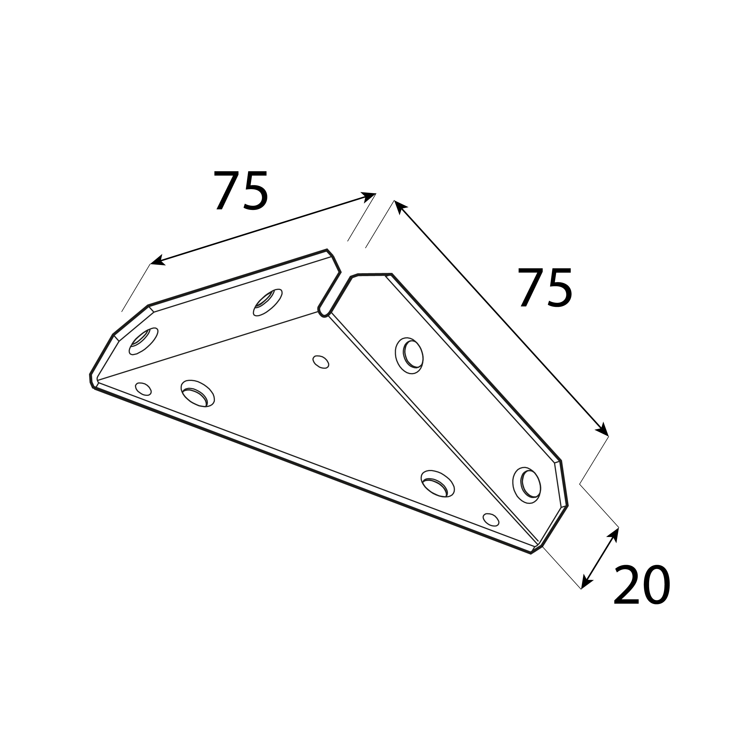 Narożnik skrzyniowy stalowy - NS 75 | 75x75x20 mm | Złoty | 10 szt Narożnik skrzyniowy stalowy - NS 75 | 75x75x20 mm | Złoty | 10 szt