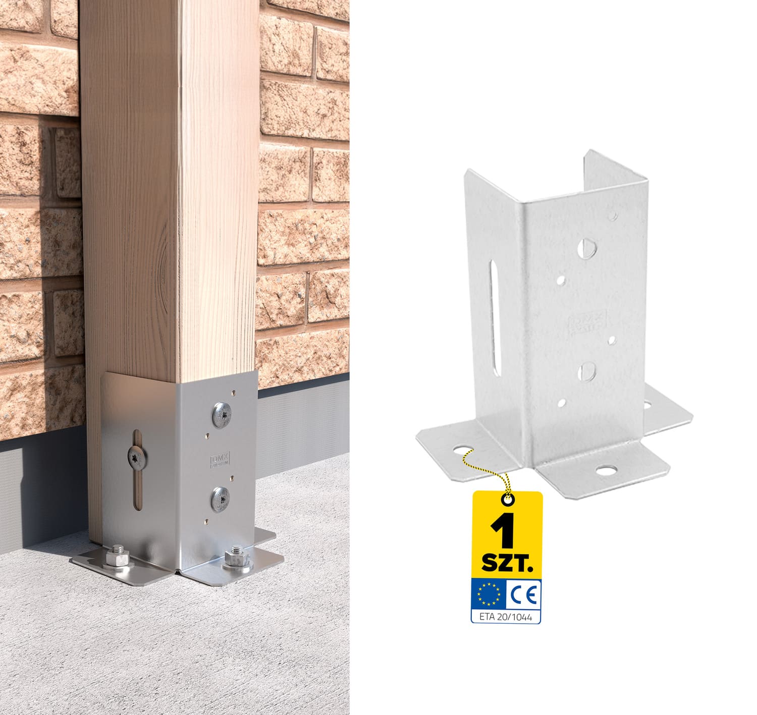 Podstawa słupa kotwa przykręcana otwarta z regulacją - PSD DX | 70 mm | Srebrny Podstawa słupa kotwa przykręcana otwarta z regulacją - PSD DX | 70 mm | Srebrny