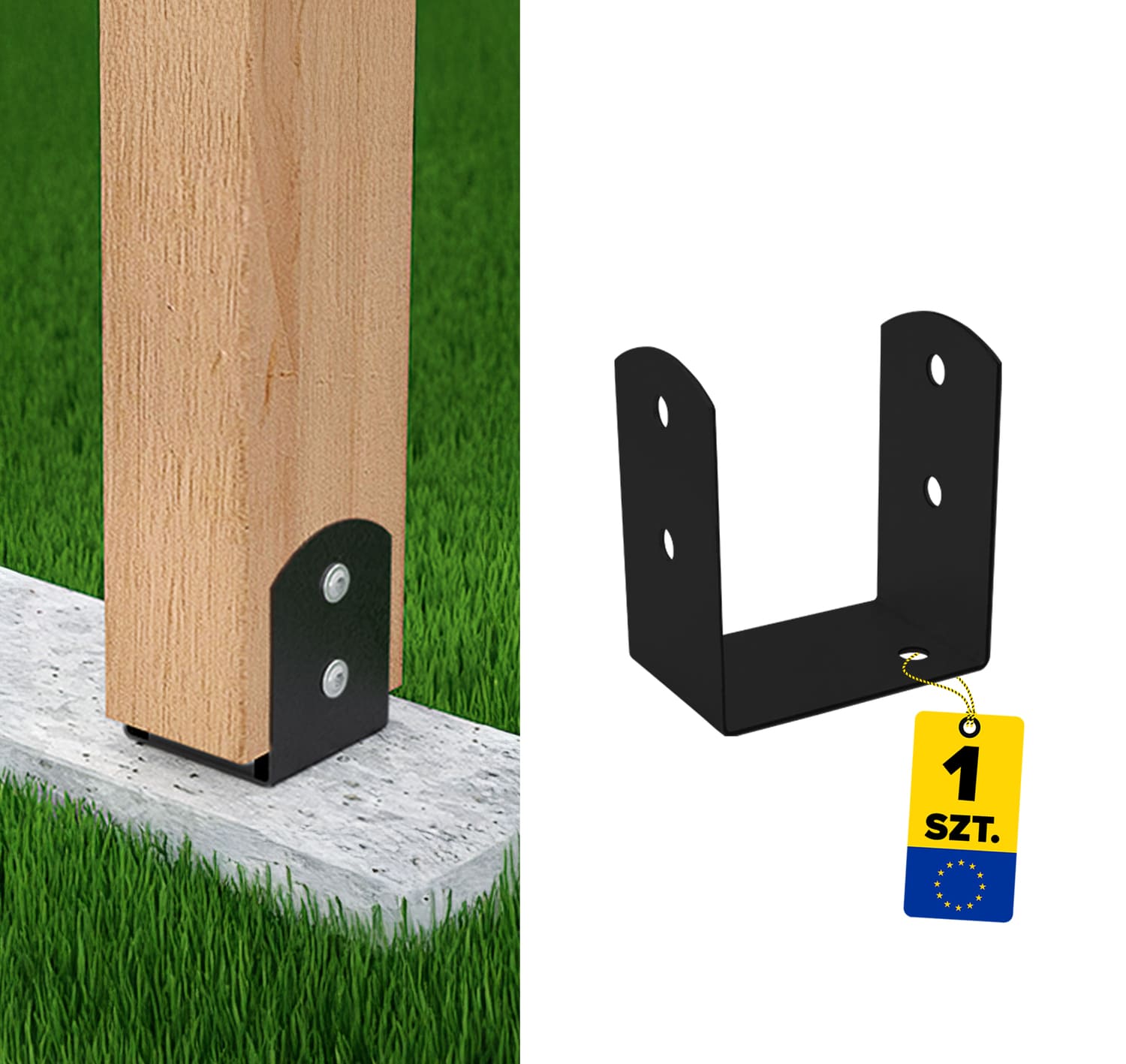 Podstawa słupa kotwa przykręcana do betonu typ U lekka - PSOL | 100 mm | Antracyt