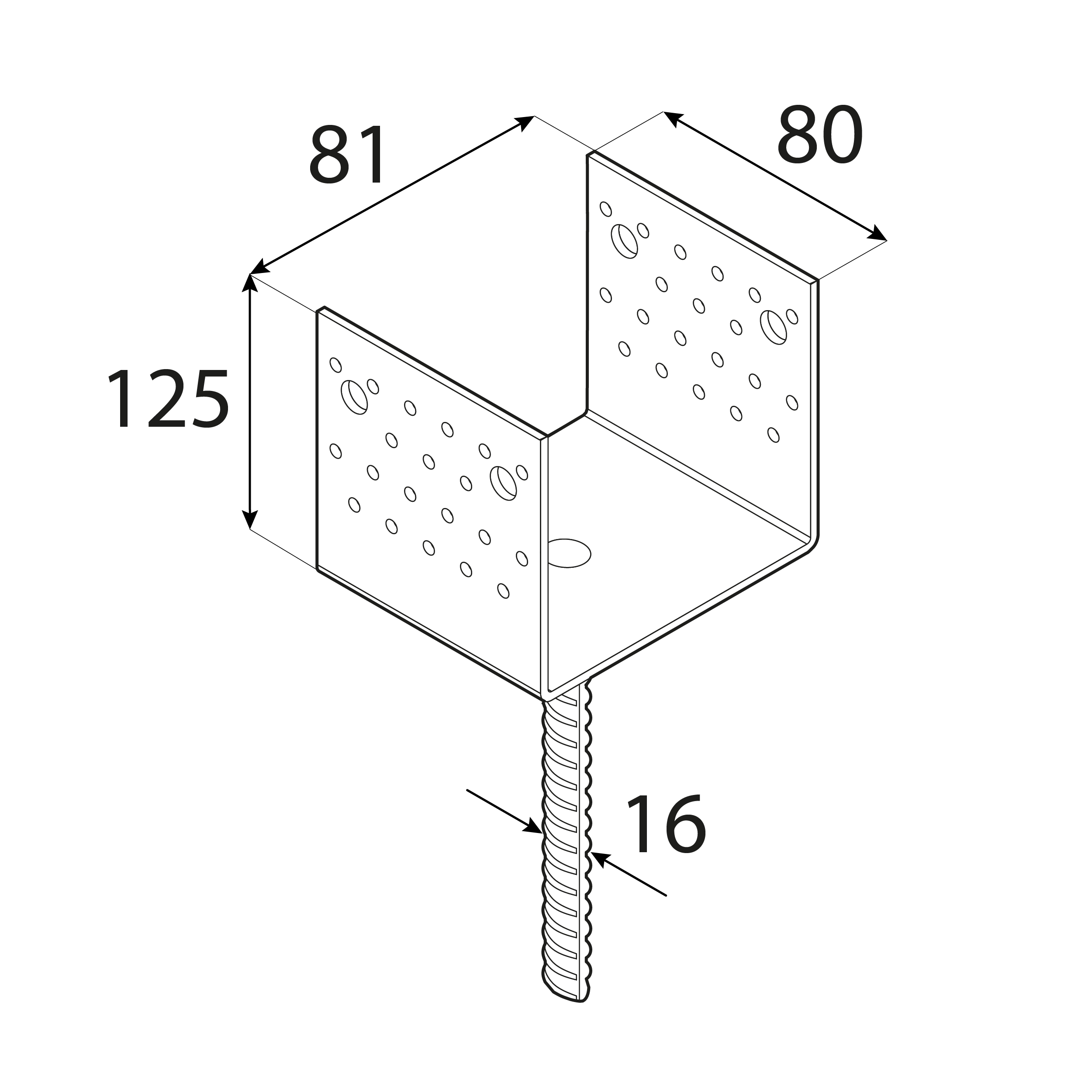 Podstawa słupa kotwa typ U szeroka wielopunktowa - PSS | 80 mm