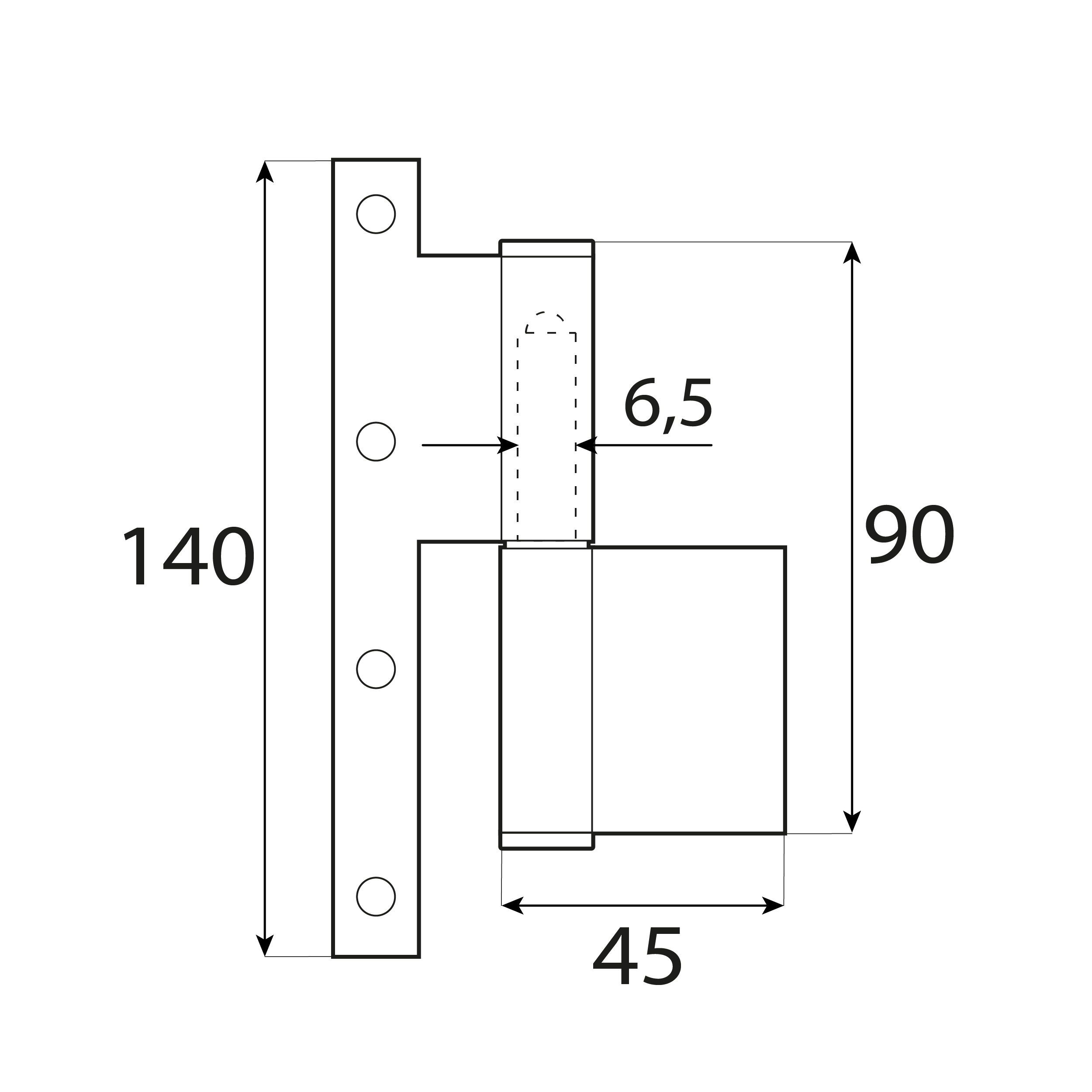 Zawias skrzydłowy do spawania i drewna (lewy) - ZMD | 90x45 mm Zawias skrzydłowy do spawania i drewna (lewy) - ZMD | 90x45 mm