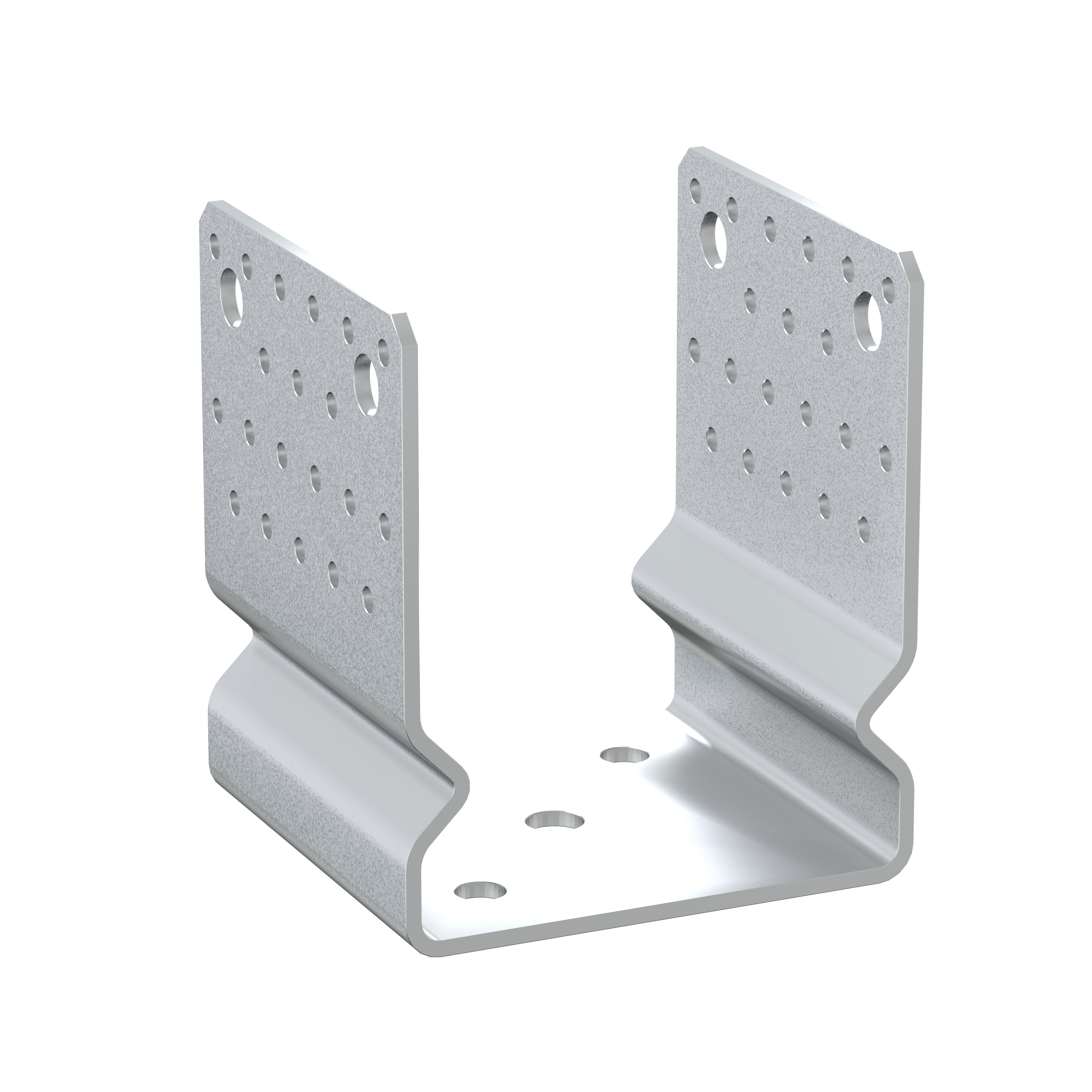 Pfostenträger zum aufdübeln U-Form Pfostenanker Mehrpunkt - PSSOZ | 120 mm | feuerverzinkt Säulenfuß-U-Anker mit Versatz, Mehrpunkt-PSSOZ, 120 mm, silber, 121 x 150 x 120 x 4,0 mm.