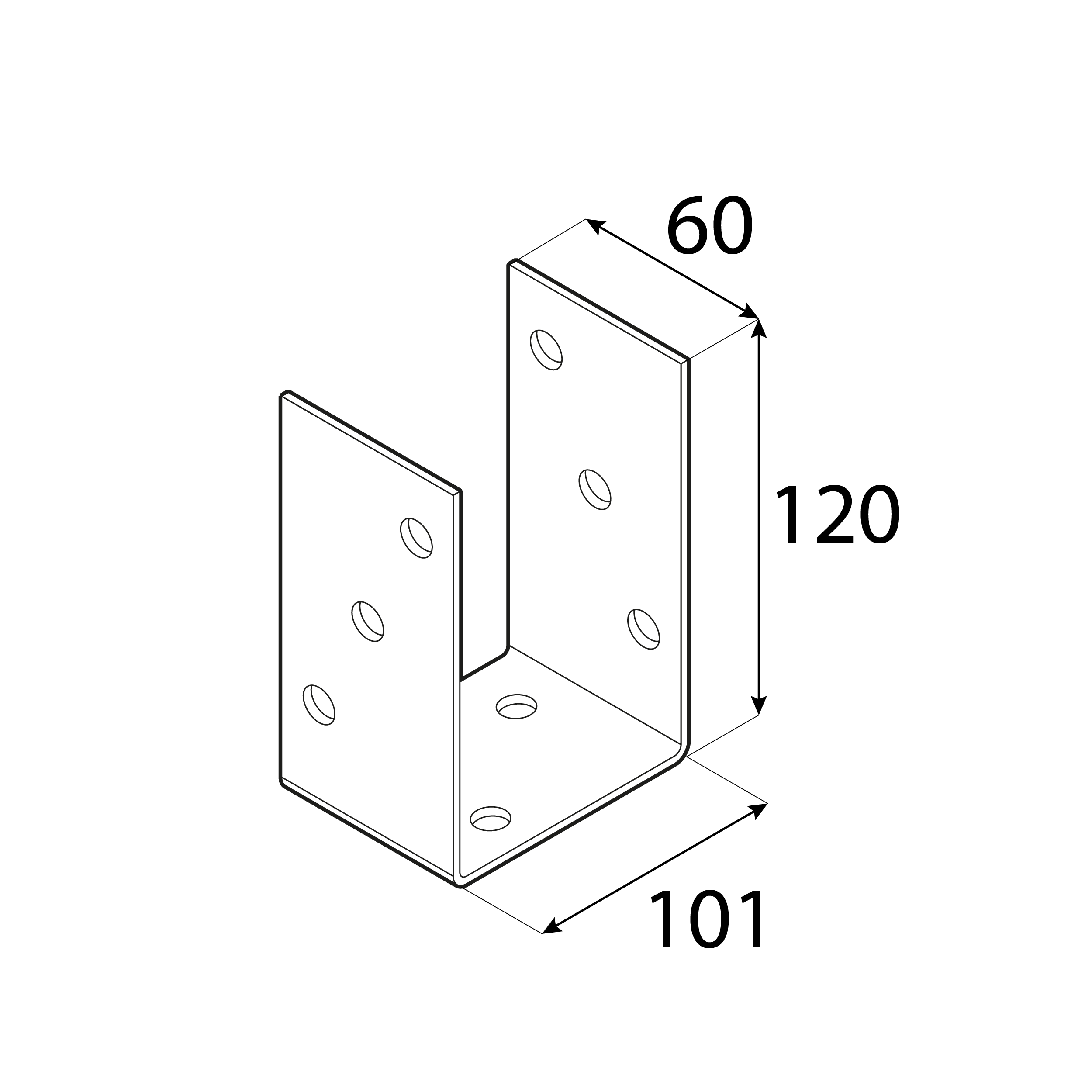 Pfostenträger zum aufdübeln U-Form universal - PSO | 100 mm | feuerverzinkt Säulenfuß-Schraubanker auf Beton, Typ U, Universal PSO, 100 mm, silber, 101x120x60x4,0 mm 2.