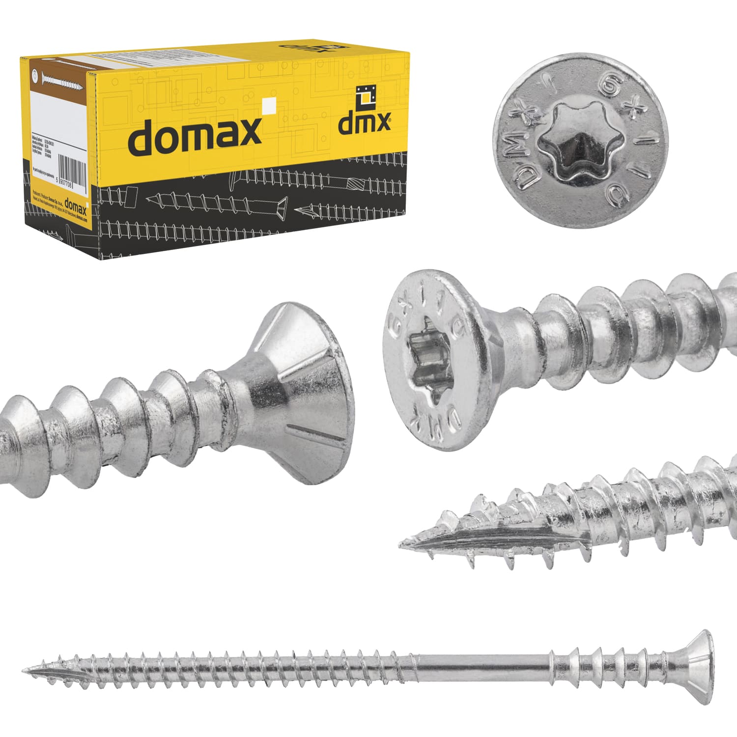 Wkręty dystansowe do poziomowania łat z łbem stożkowym TORX - WDS | 6 x 100 mm | Srebrny | 100 szt